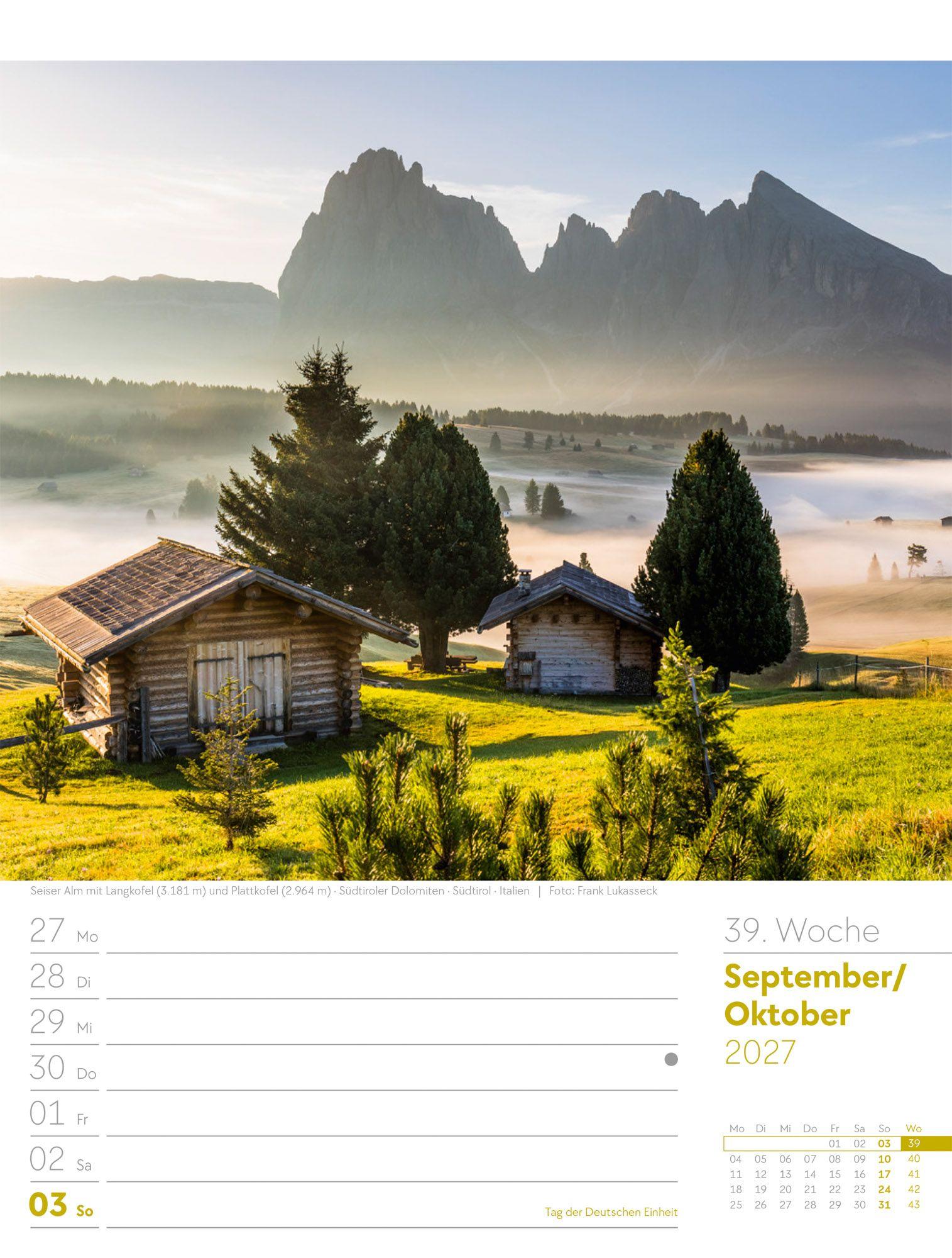 Beispielinhalt (Bild) Faszination Alpenwelt Wochenplaner Kalender 2027