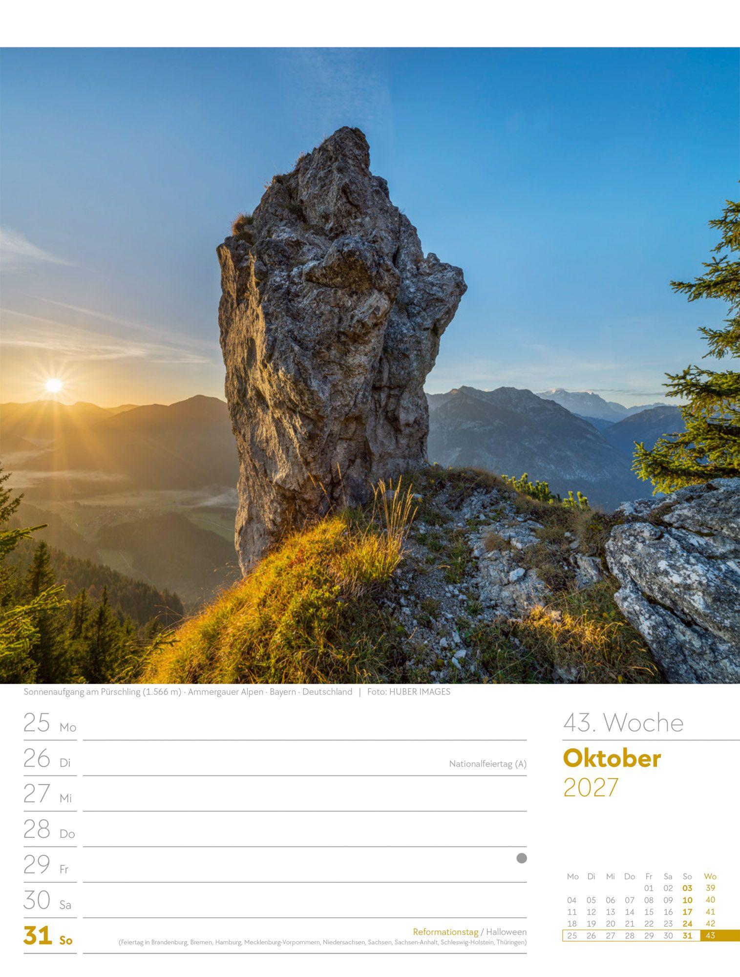 Beispielinhalt (Bild) Faszination Alpenwelt Wochenplaner Kalender 2027