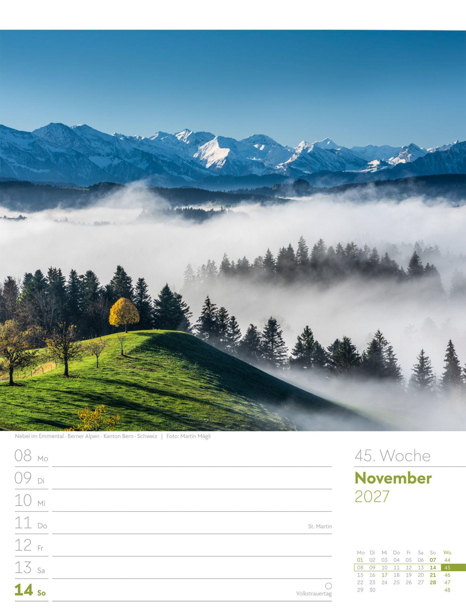 Beispielinhalt (Bild) Faszination Alpenwelt Wochenplaner Kalender 2027