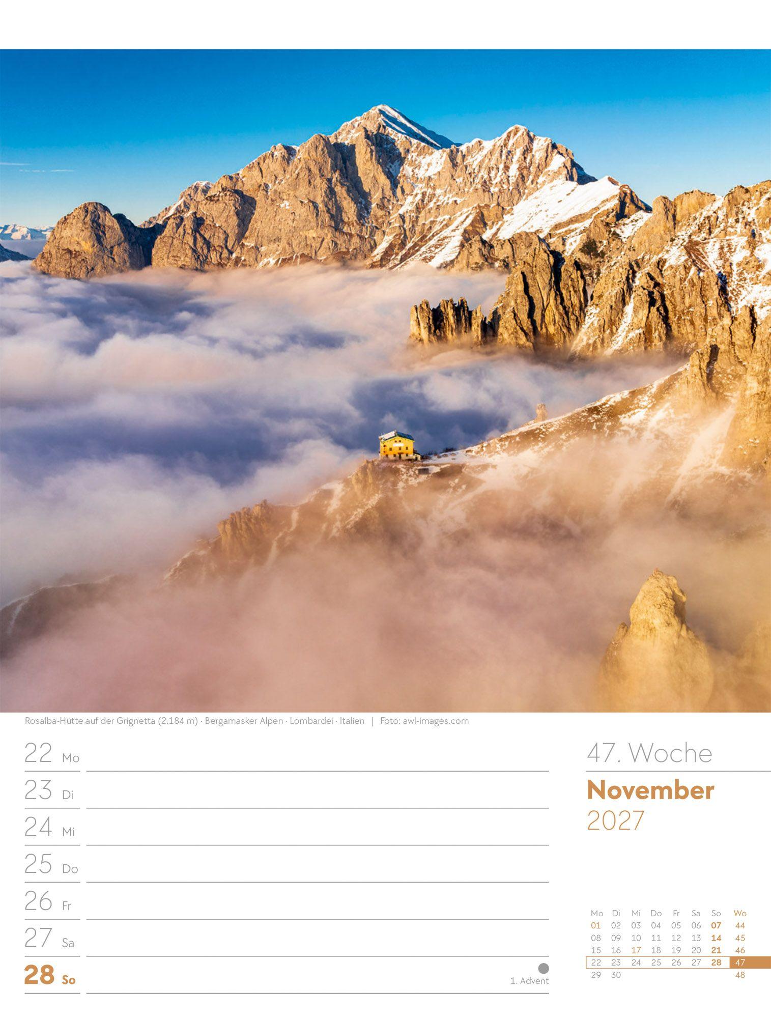 Beispielinhalt (Bild) Faszination Alpenwelt Wochenplaner Kalender 2027