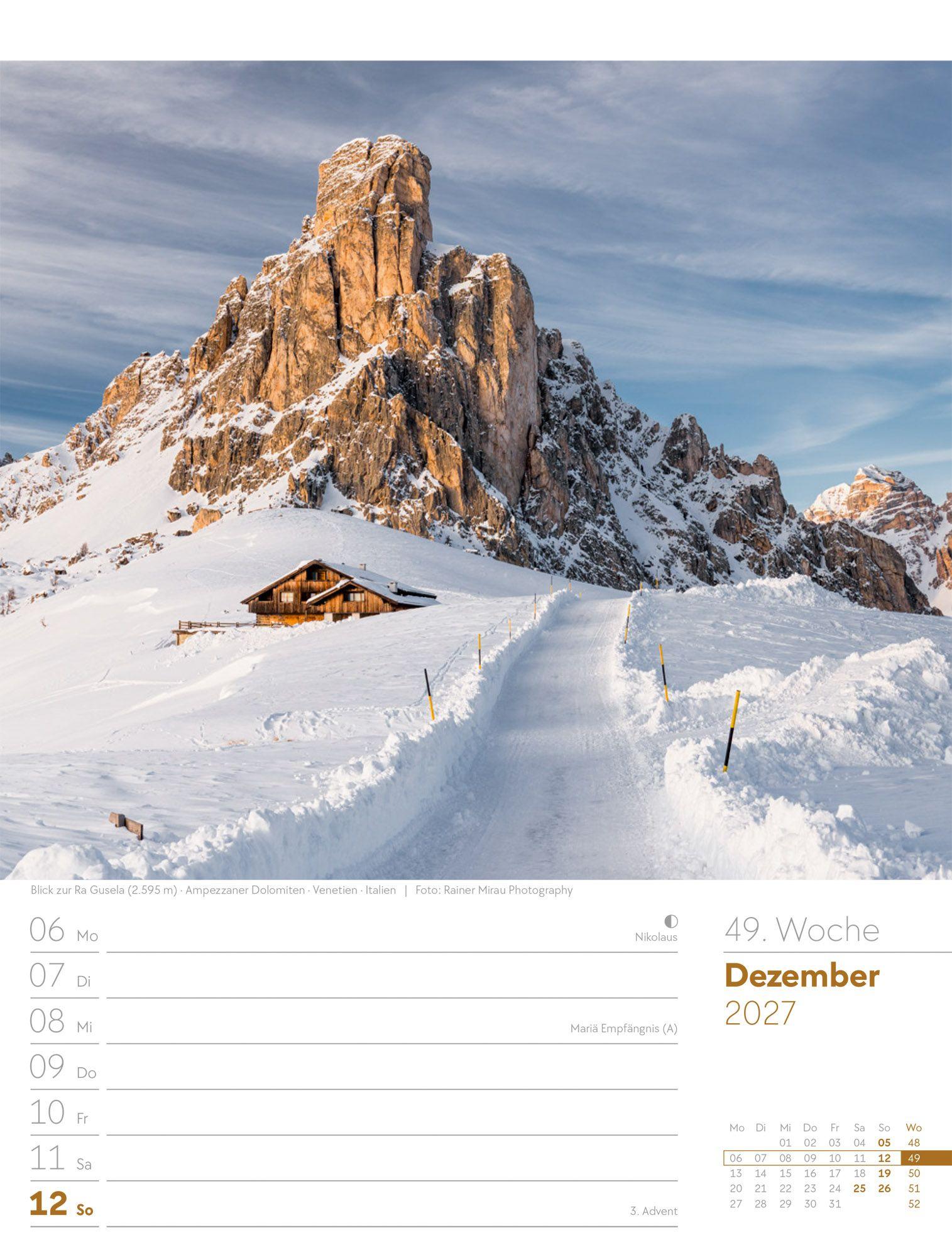 Beispielinhalt (Bild) Faszination Alpenwelt Wochenplaner Kalender 2027