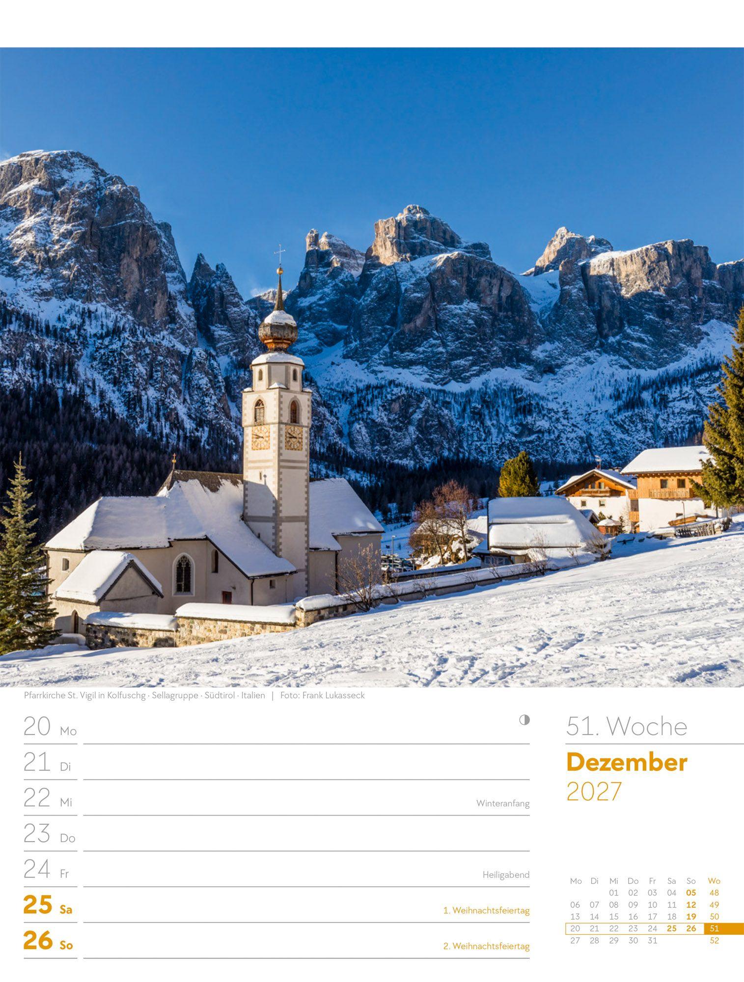 Beispielinhalt (Bild) Faszination Alpenwelt Wochenplaner Kalender 2027