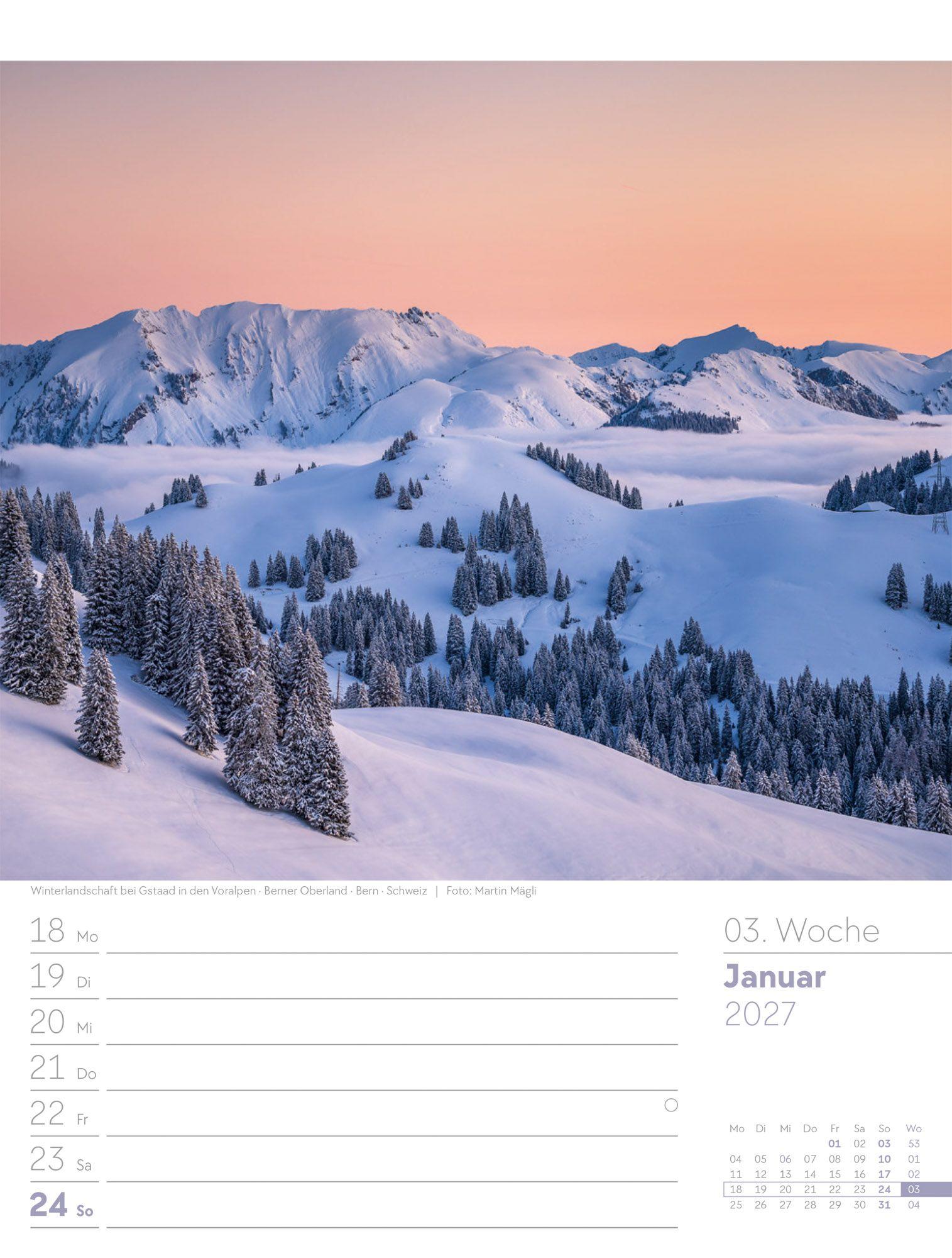 Beispielinhalt (Bild) Faszination Alpenwelt Wochenplaner Kalender 2027