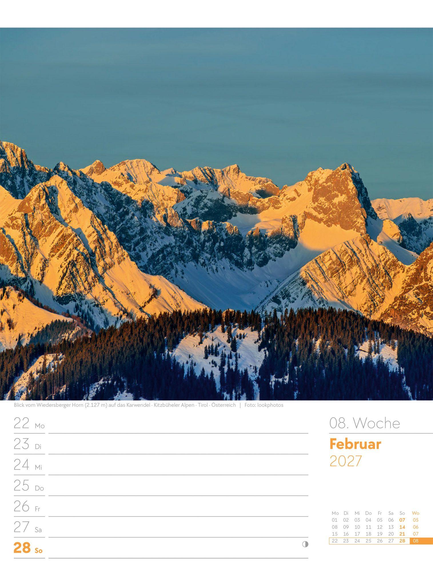 Beispielinhalt (Bild) Faszination Alpenwelt Wochenplaner Kalender 2027