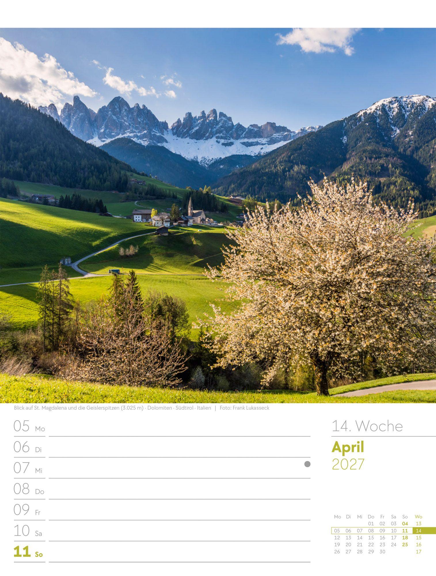 Beispielinhalt (Bild) Faszination Alpenwelt Wochenplaner Kalender 2027