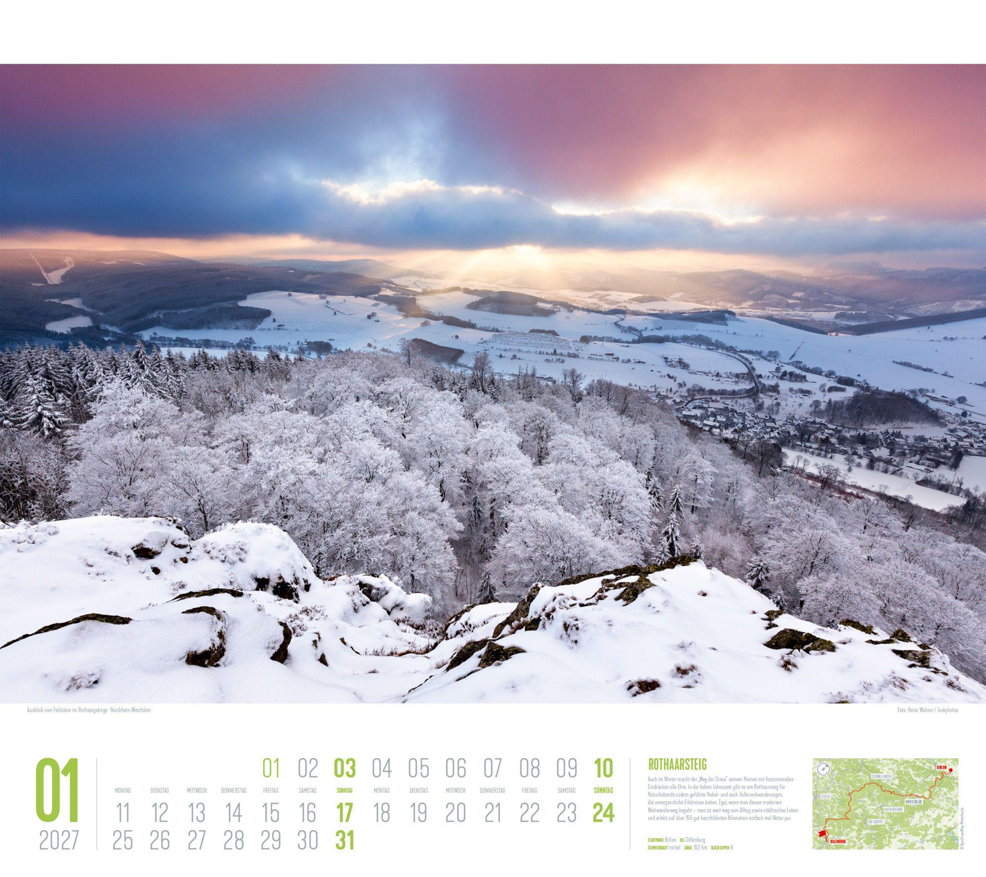 Beispielinhalt (Bild) Deutschland Wanderland Kalender 2027 | Die schönsten Wanderwege