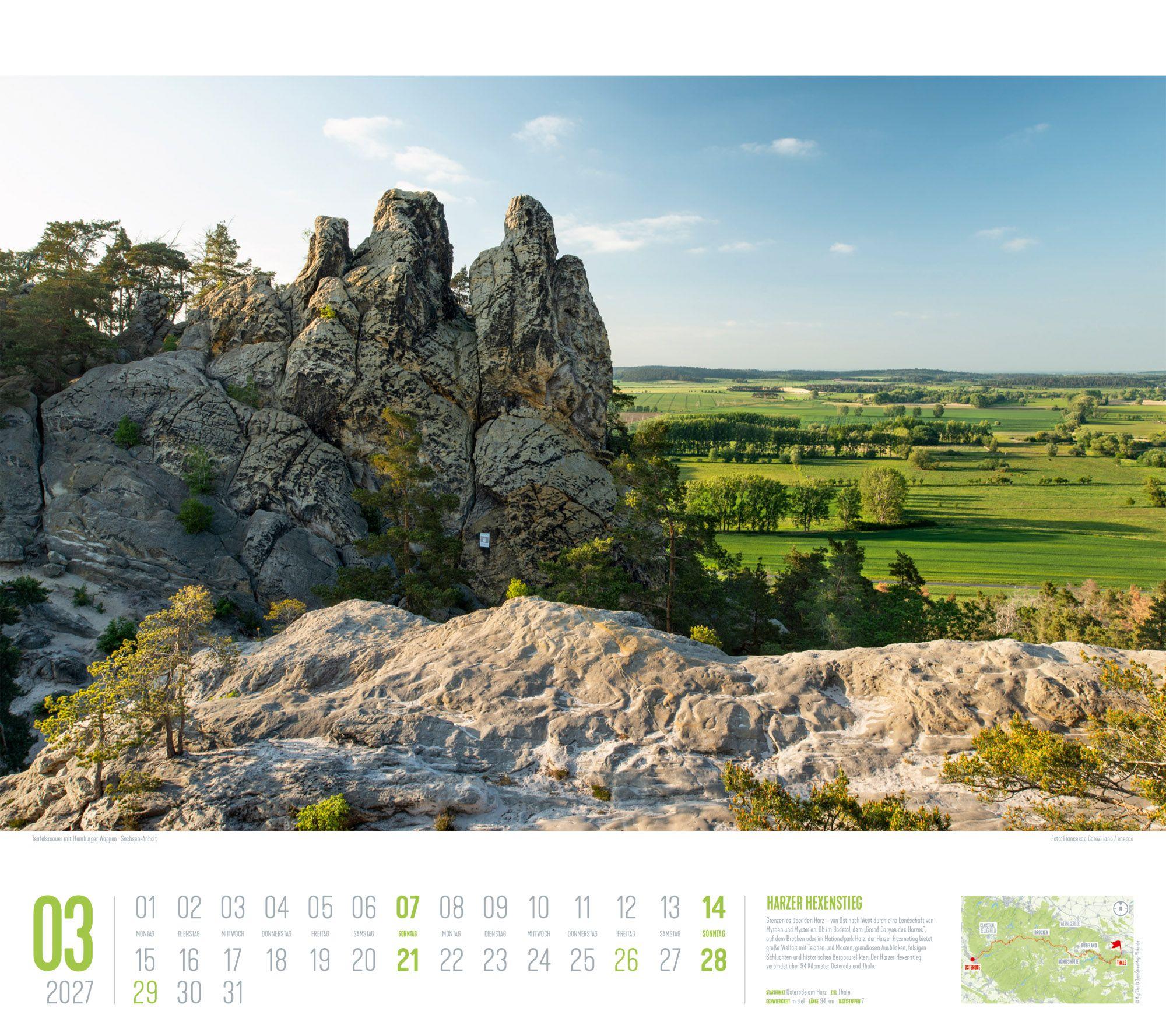 Beispielinhalt (Bild) Deutschland Wanderland Kalender 2027 | Die schönsten Wanderwege