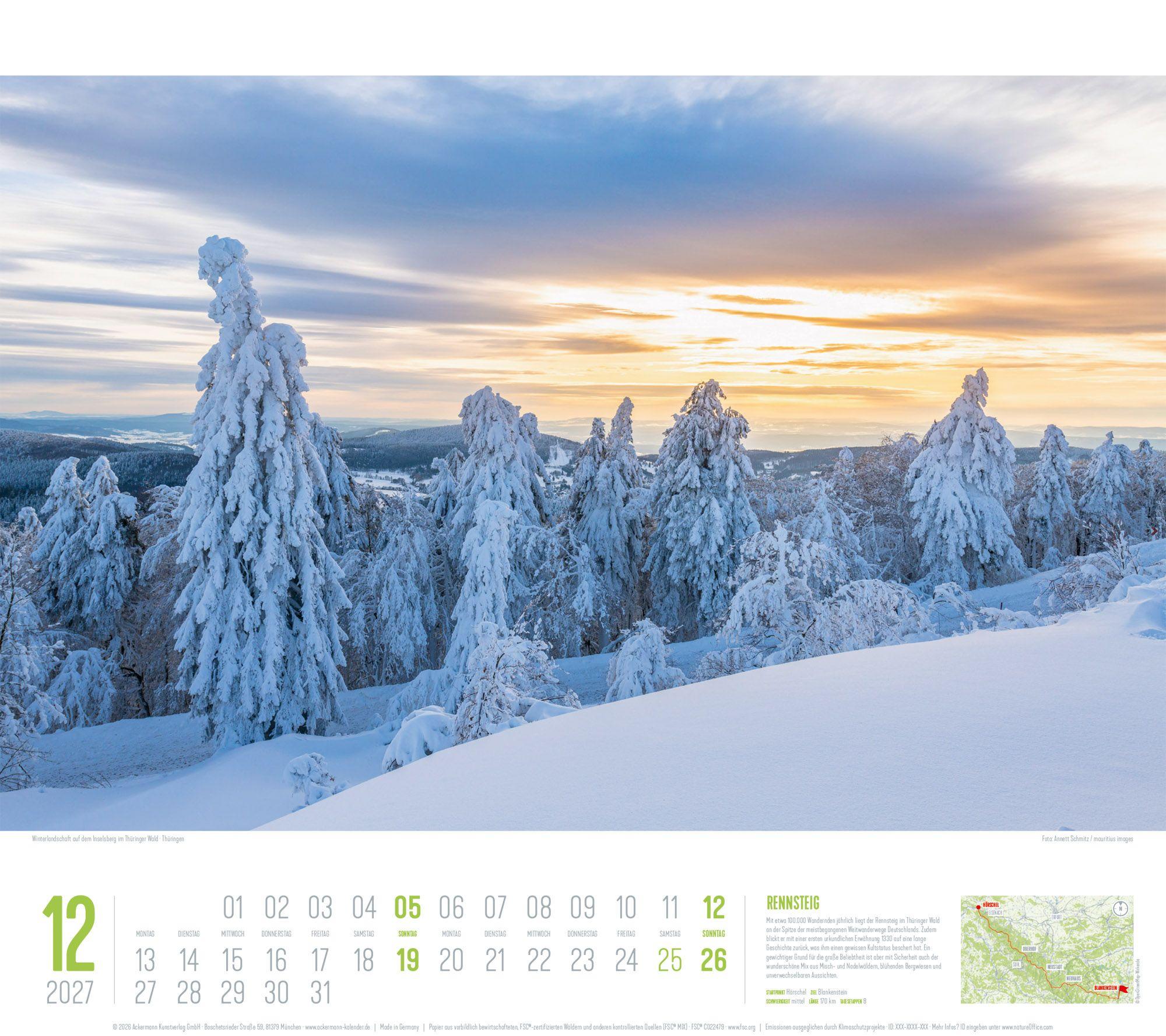 Beispielinhalt (Bild) Deutschland Wanderland Kalender 2027 | Die schönsten Wanderwege