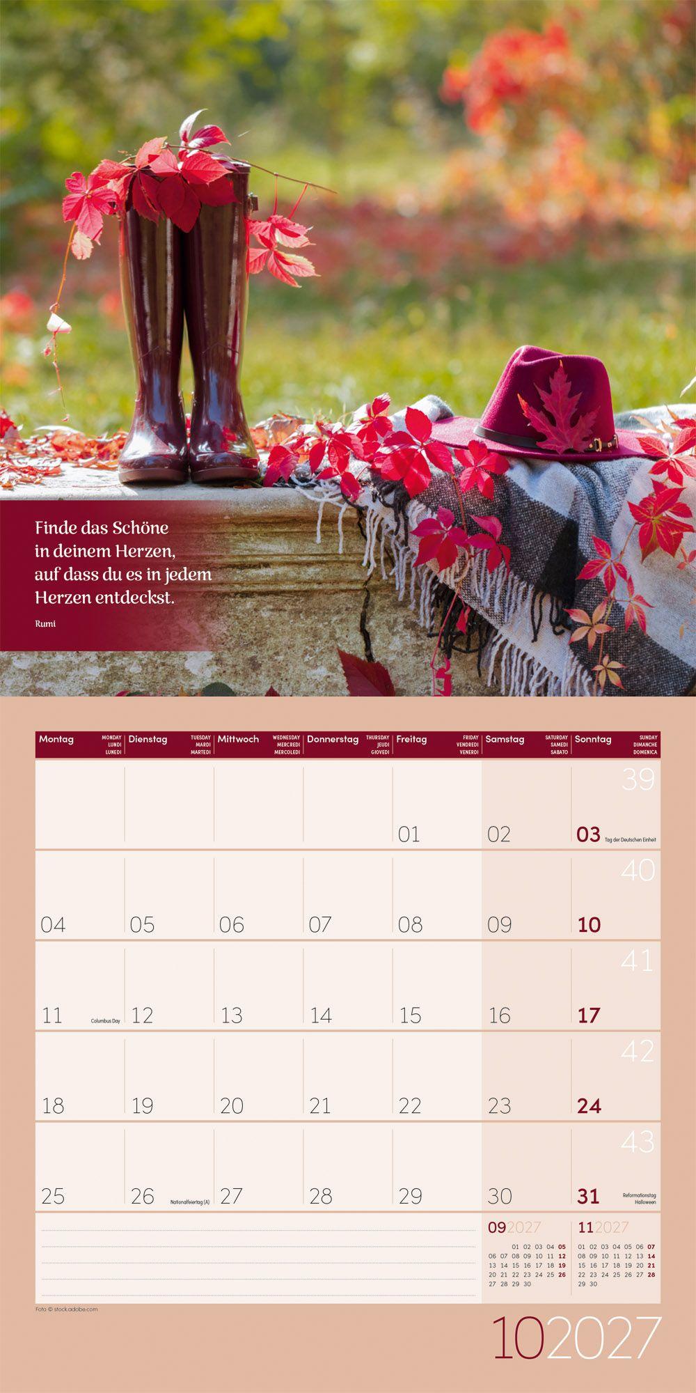 Beispielinhalt (Bild) Momente für Dich Kalender 2027 - 30x30 - Art12