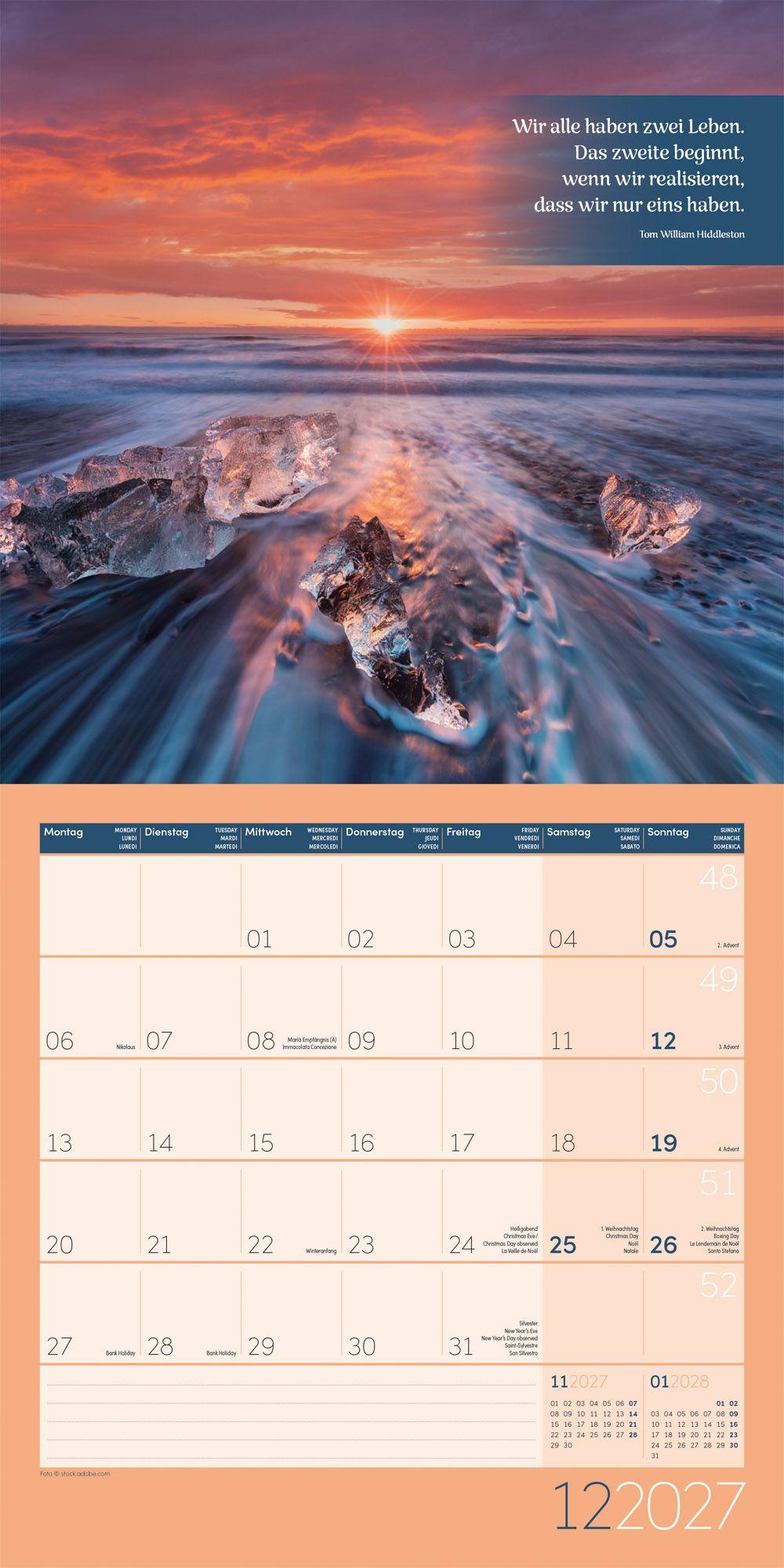 Beispielinhalt (Bild) Momente für Dich Kalender 2027 - 30x30 - Art12