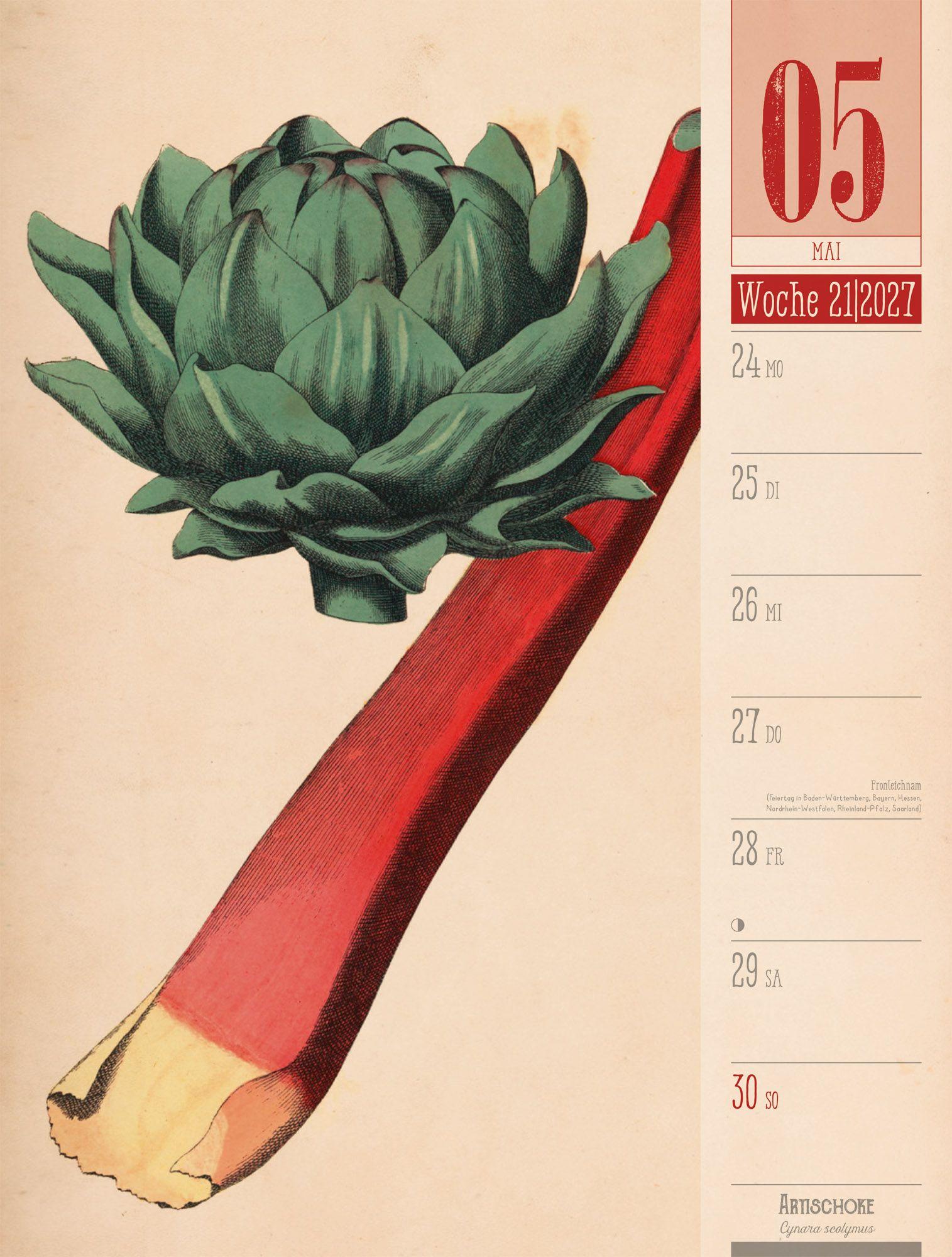 Beispielinhalt (Bild) Culinarium Wochenplaner Kalender 2027 | Küche, Kräuter, Kurioses