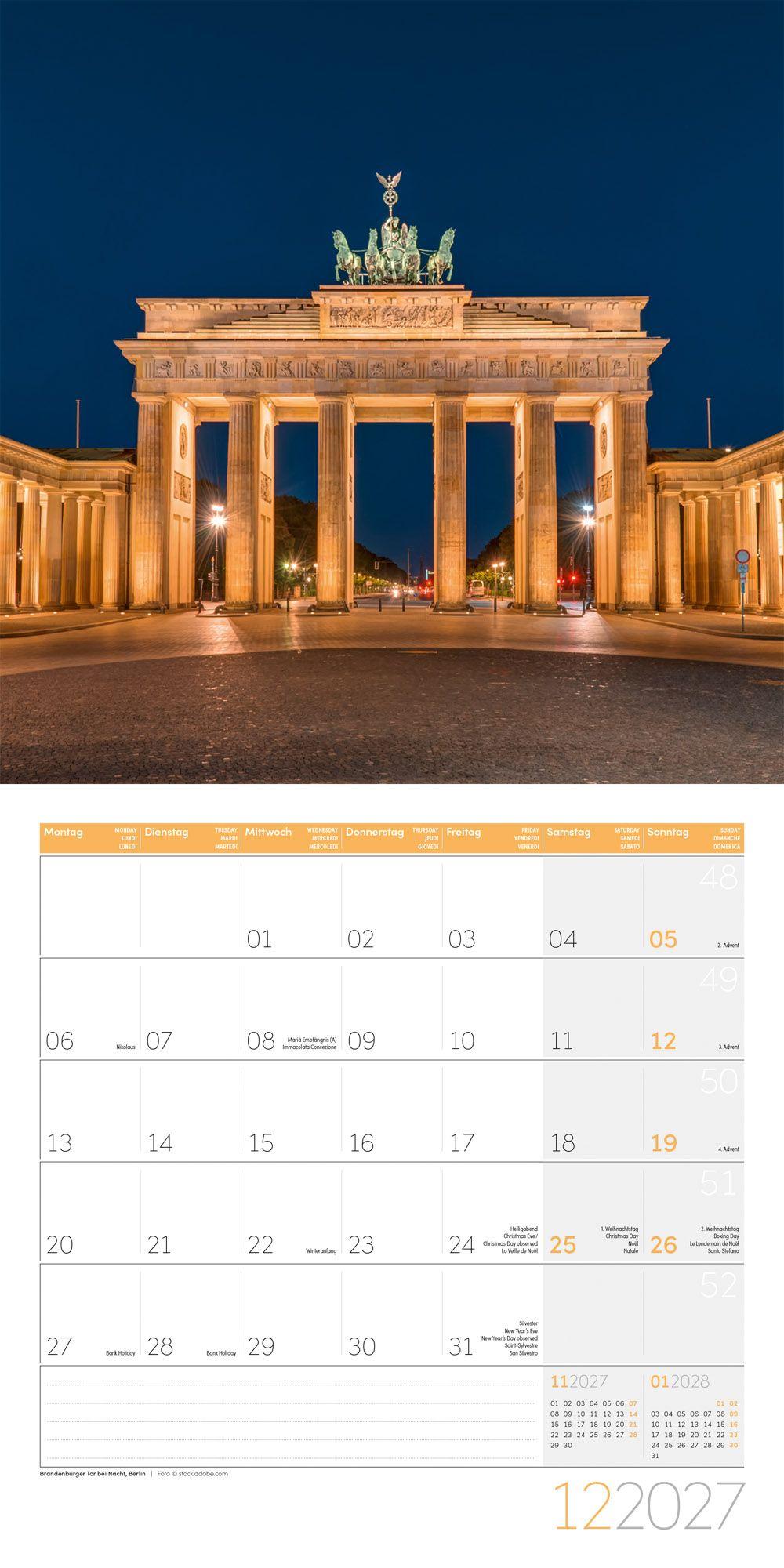 Beispielinhalt (Bild) Deutschland Kalender 2027 - 30x30 - Art12