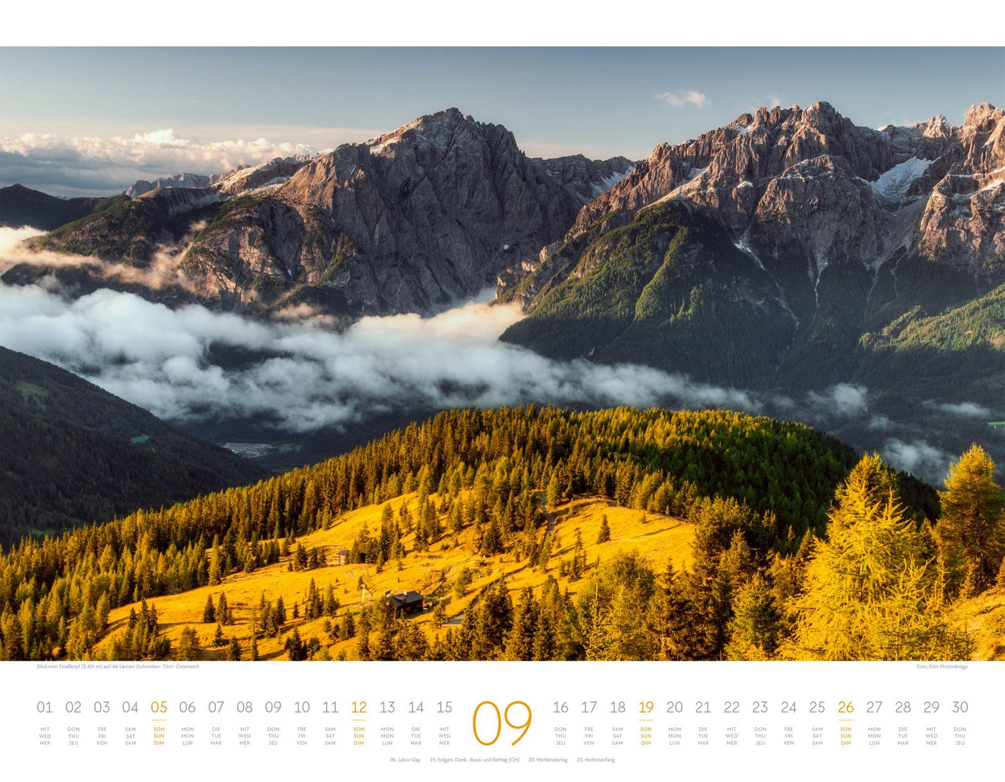 Beispielinhalt (Bild) Naturparadies Alpen Kalender 2027