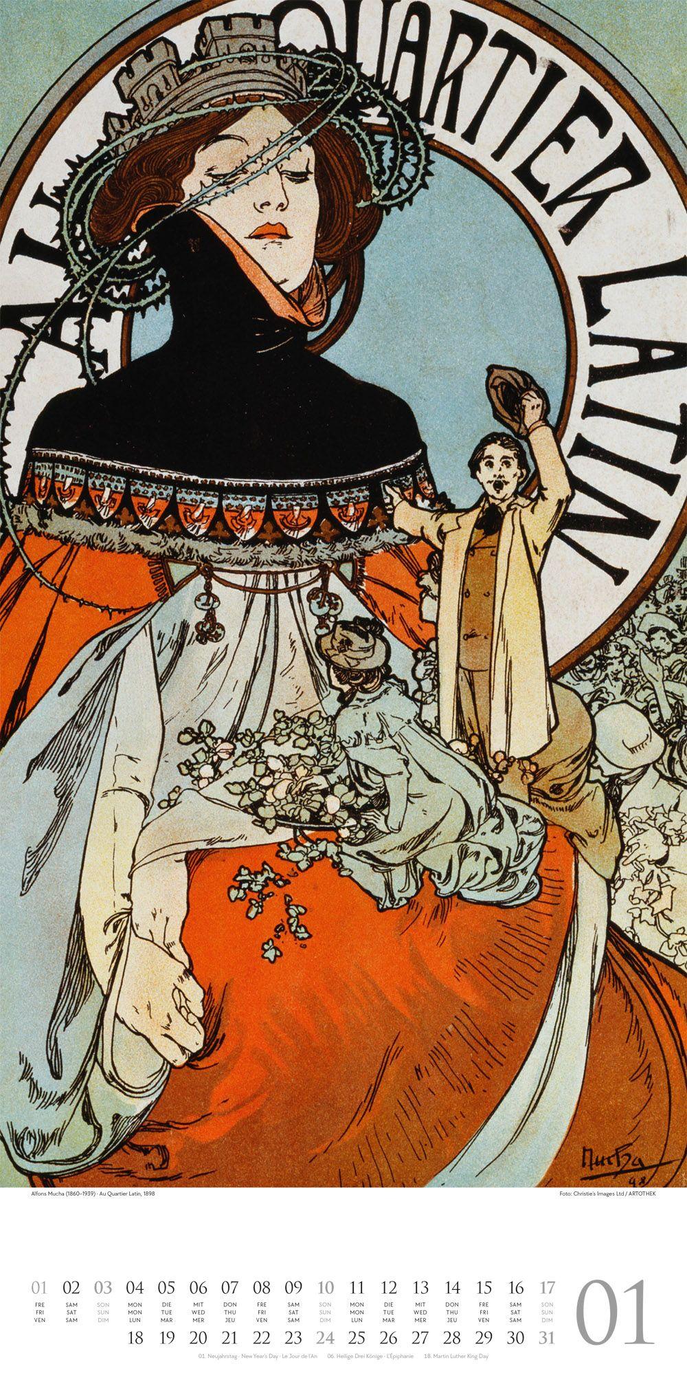 Beispielinhalt (Bild) Alfons Mucha Kalender 2027