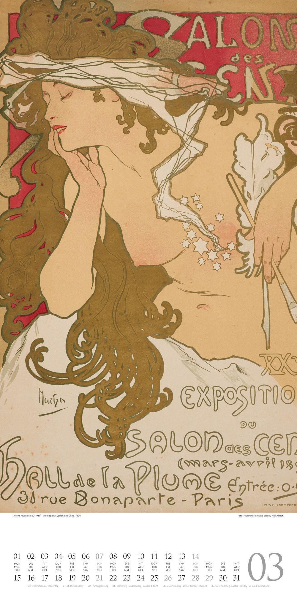 Beispielinhalt (Bild) Alfons Mucha Kalender 2027