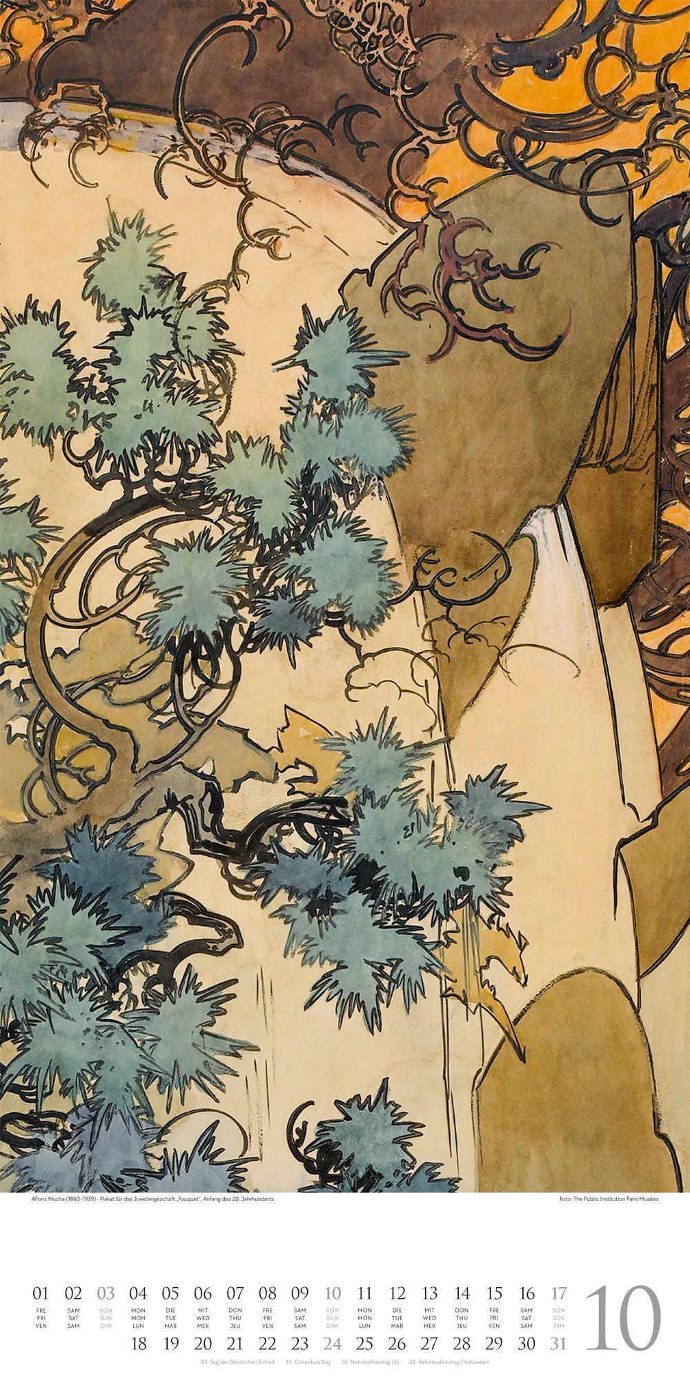 Beispielinhalt (Bild) Alfons Mucha Kalender 2027