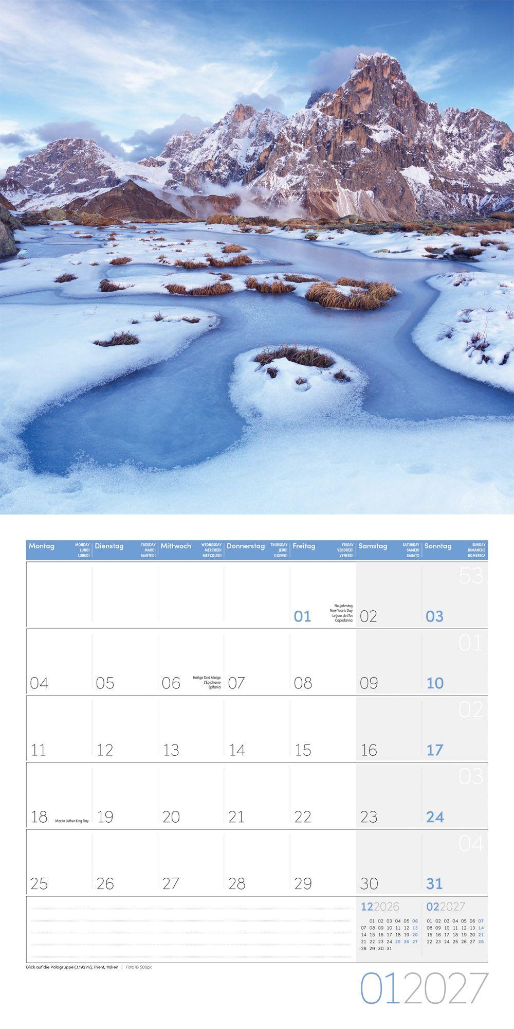 Beispielinhalt (Bild) Alpen Kalender 2027 - 30x30 - Art12