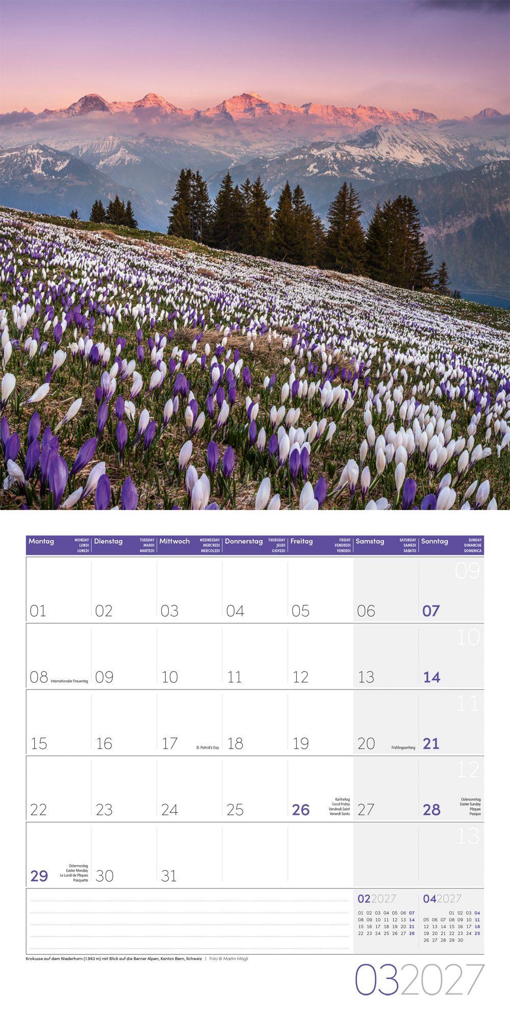 Beispielinhalt (Bild) Alpen Kalender 2027 - 30x30 - Art12