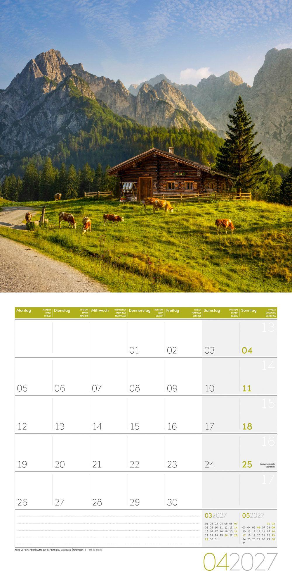 Beispielinhalt (Bild) Alpen Kalender 2027 - 30x30 - Art12