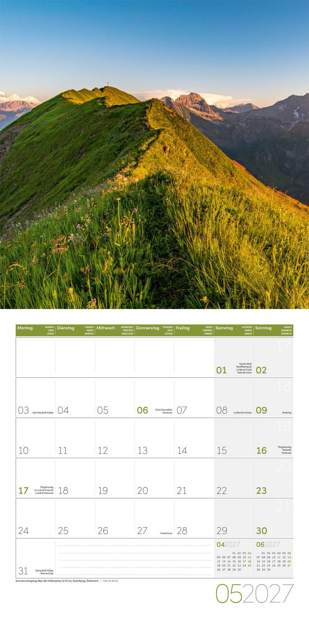 Beispielinhalt (Bild) Alpen Kalender 2027 - 30x30 - Art12