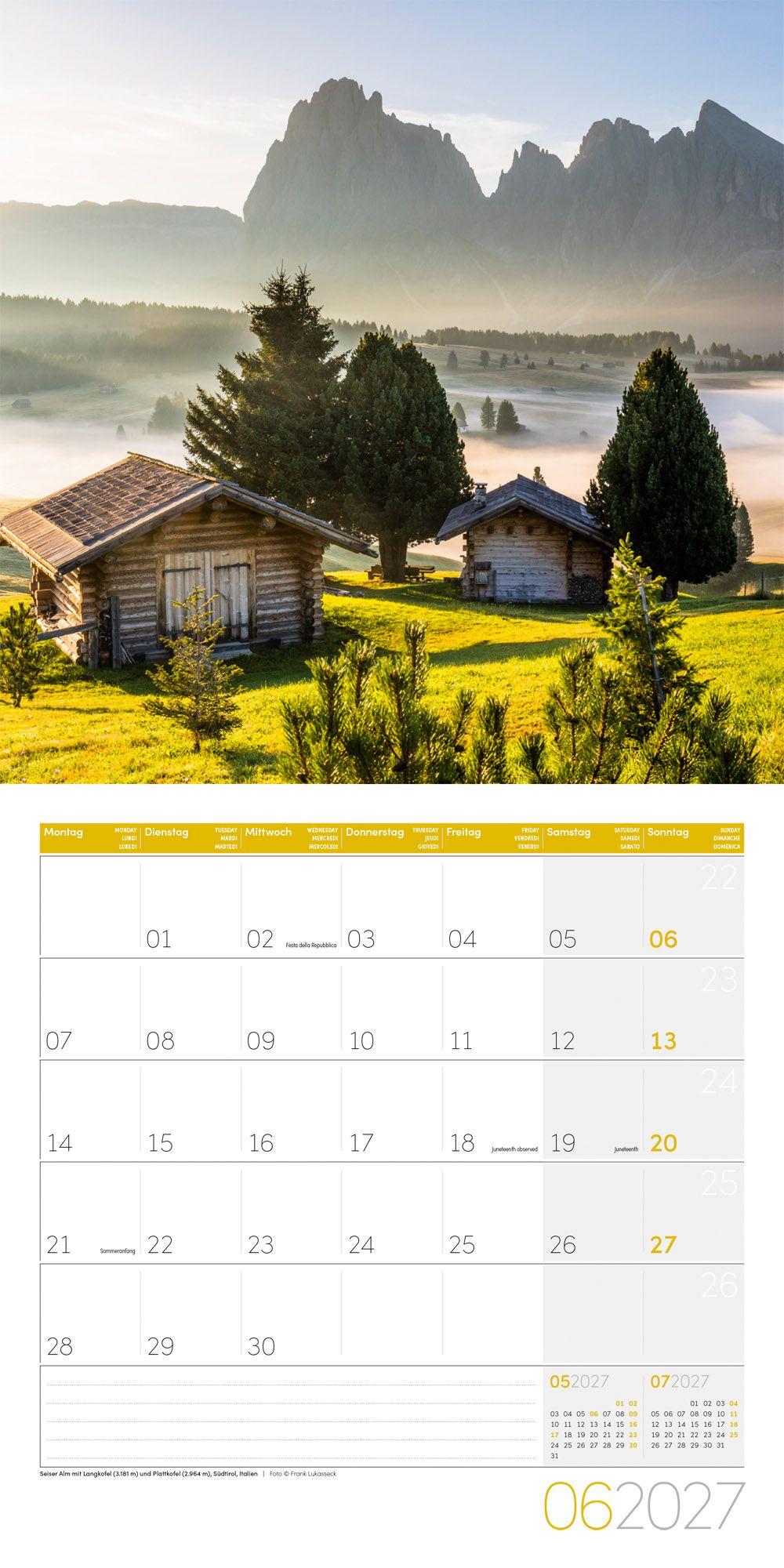 Beispielinhalt (Bild) Alpen Kalender 2027 - 30x30 - Art12