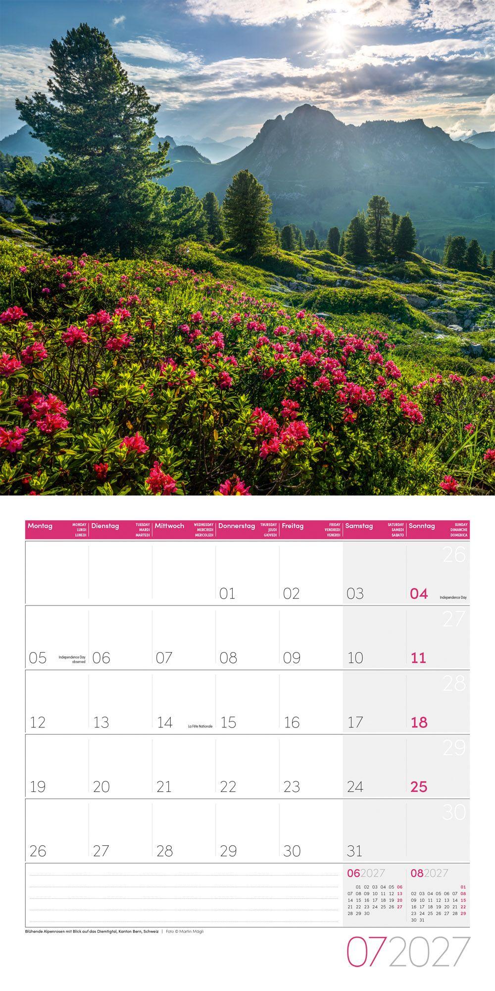 Beispielinhalt (Bild) Alpen Kalender 2027 - 30x30 - Art12
