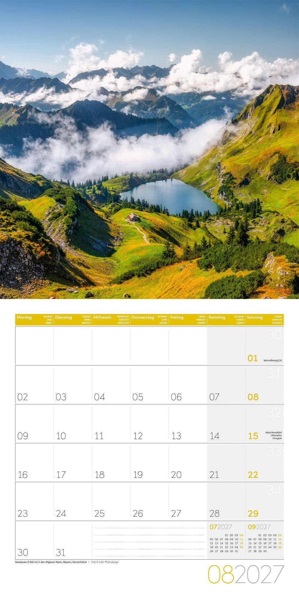 Beispielinhalt (Bild) Alpen Kalender 2027 - 30x30 - Art12