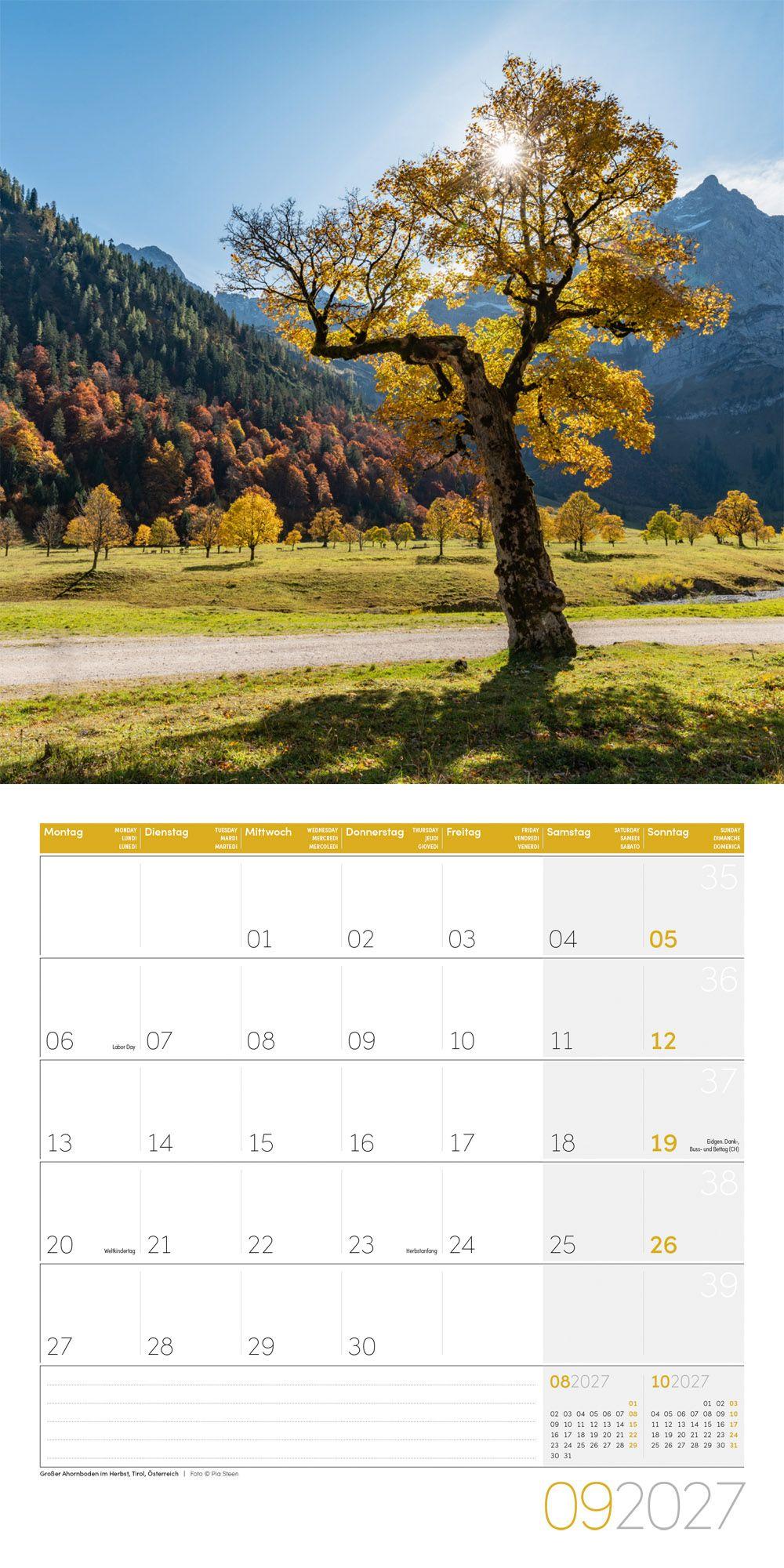 Beispielinhalt (Bild) Alpen Kalender 2027 - 30x30 - Art12
