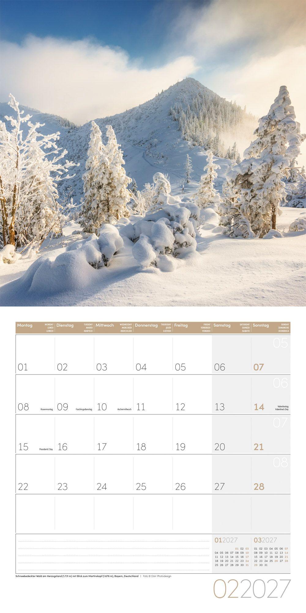 Beispielinhalt (Bild) Alpen Kalender 2027 - 30x30 - Art12