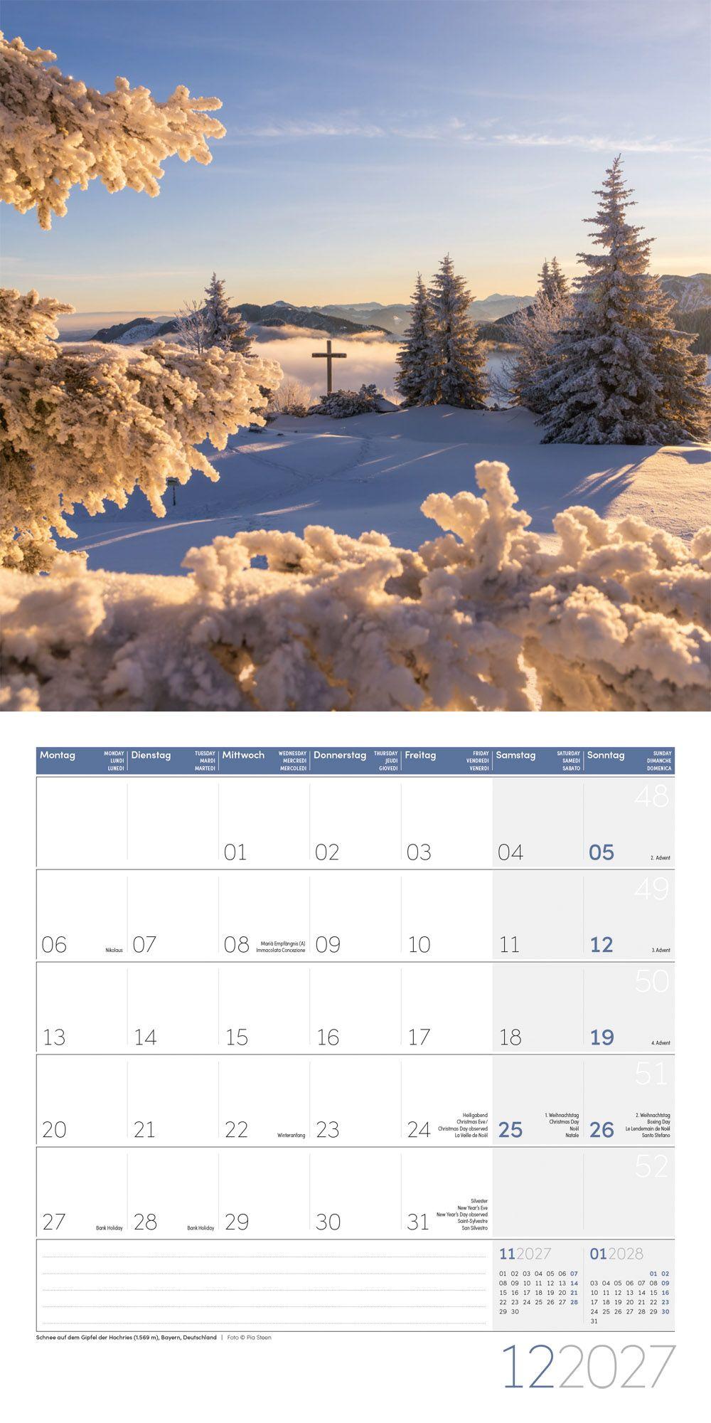 Beispielinhalt (Bild) Alpen Kalender 2027 - 30x30 - Art12