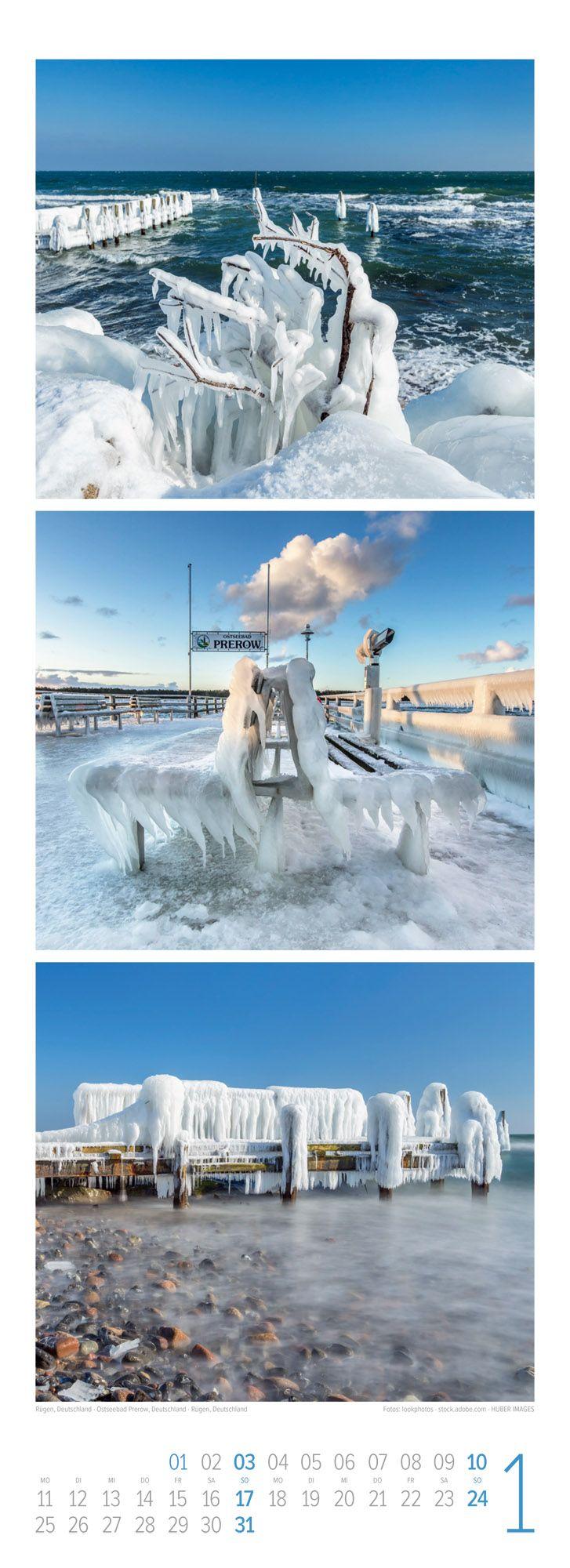 Beispielinhalt (Bild) Wellengang Triplet-Kalender 2027 | Spaziergang entlang der Küste