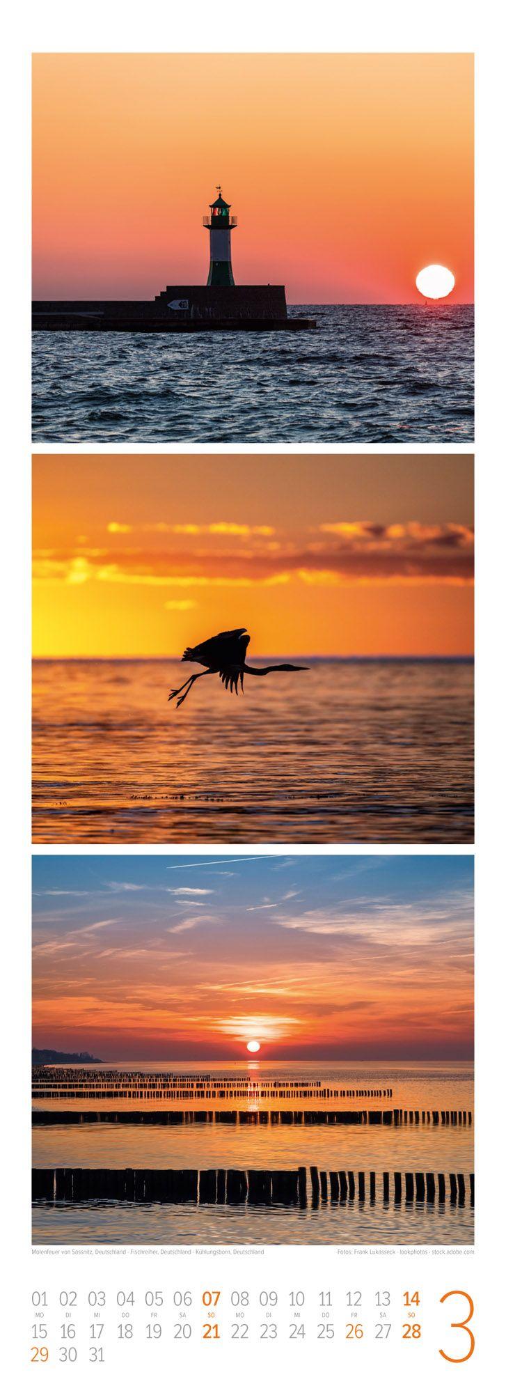 Beispielinhalt (Bild) Wellengang Triplet-Kalender 2027 | Spaziergang entlang der Küste