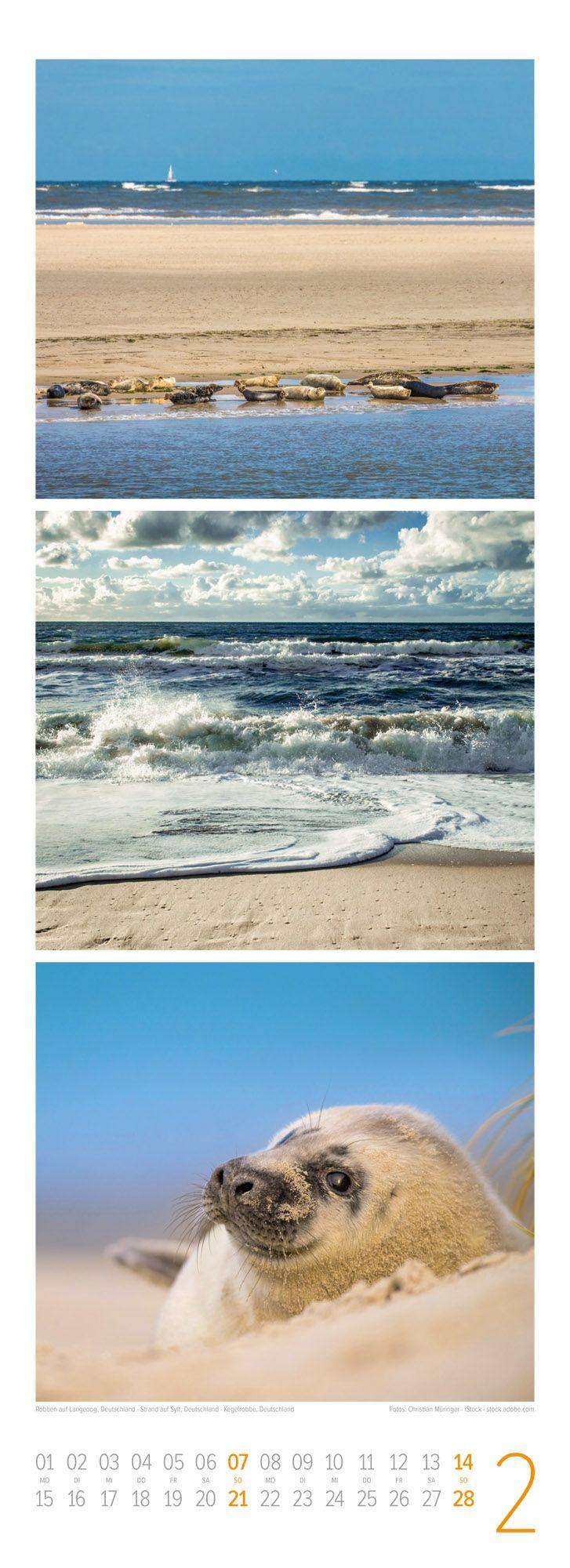 Beispielinhalt (Bild) Wellengang Triplet-Kalender 2027 | Spaziergang entlang der Küste
