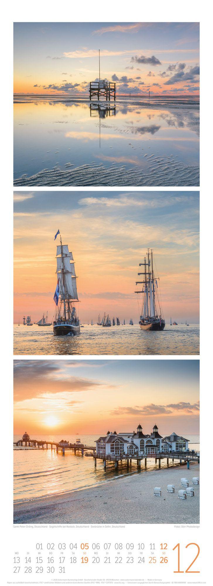 Beispielinhalt (Bild) Wellengang Triplet-Kalender 2027 | Spaziergang entlang der Küste