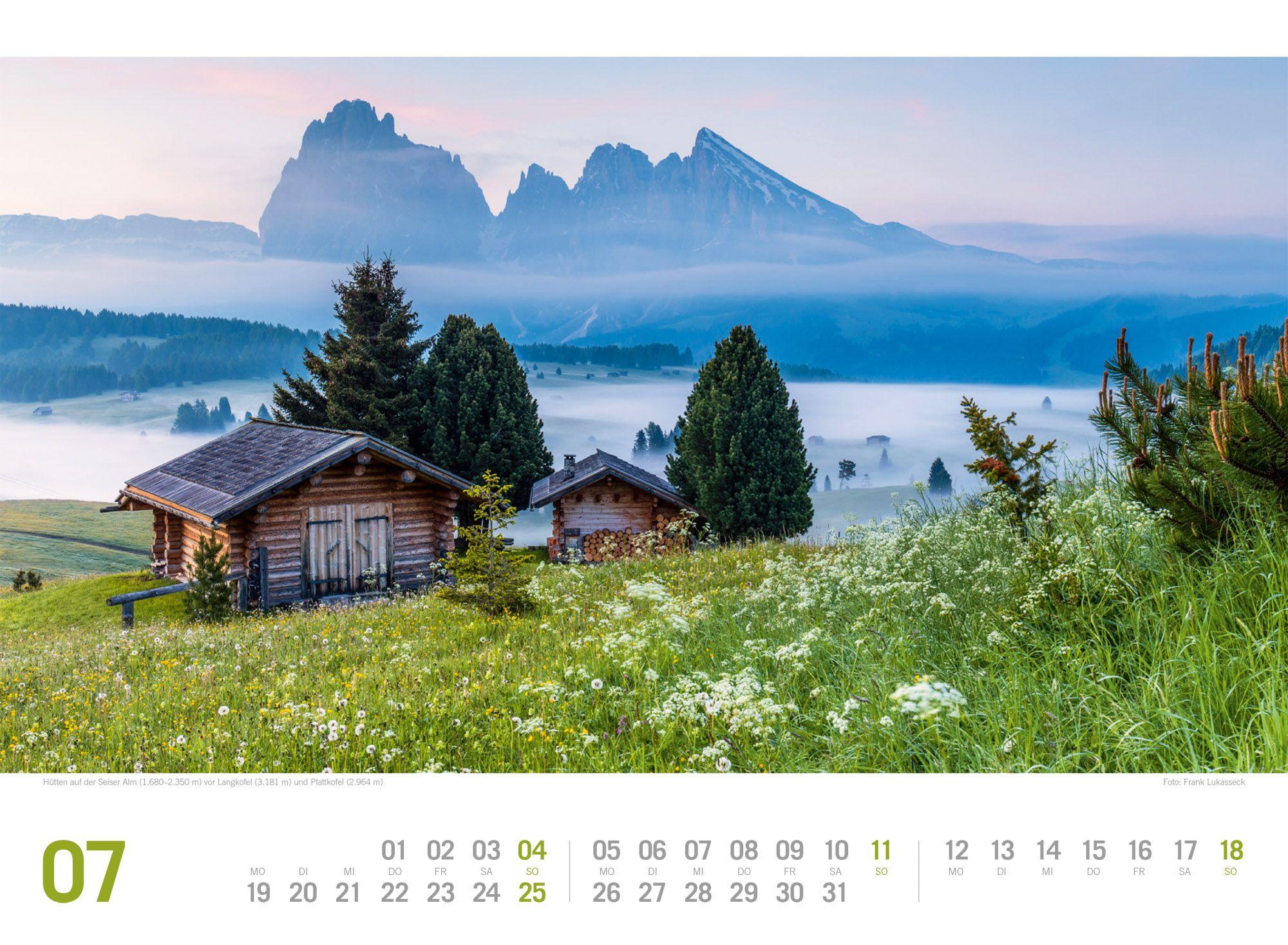 Beispielinhalt (Bild) Südtirol ReiseLust Kalender 2027 | von Bozen bis zu den drei Zinnen