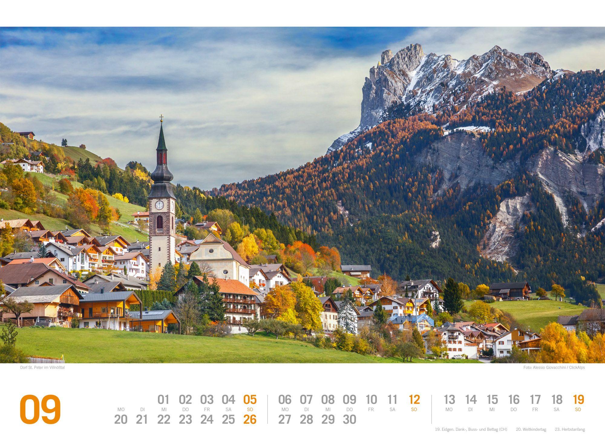 Beispielinhalt (Bild) Südtirol ReiseLust Kalender 2027 | von Bozen bis zu den drei Zinnen