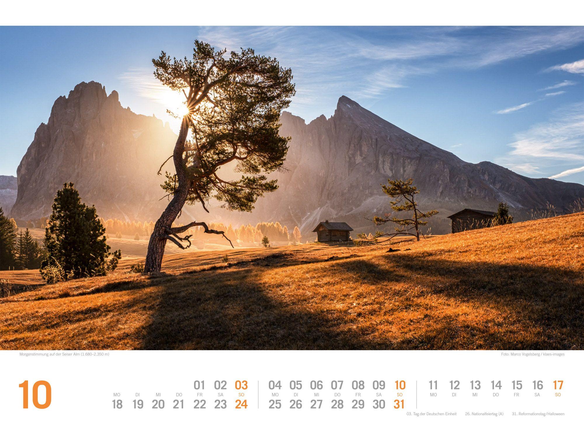 Beispielinhalt (Bild) Südtirol ReiseLust Kalender 2027 | von Bozen bis zu den drei Zinnen