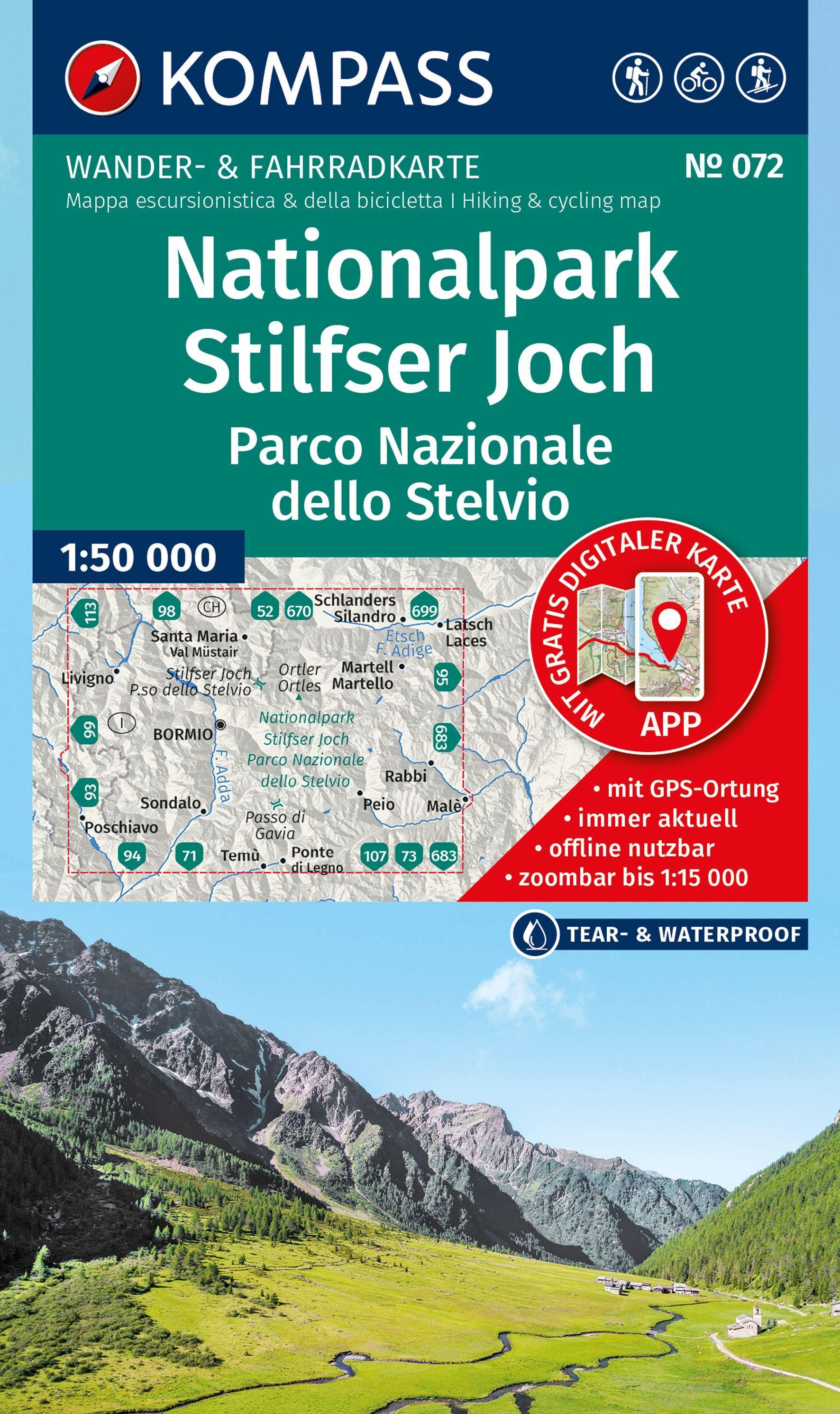 Vorderes Coverbild KOMPASS Wanderkarte 072 Nationalpark Stilfser Joch / Parco Nazionale dello Stelvio 1:50.000