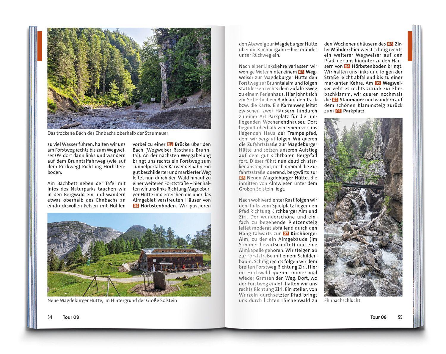 Beispielinhalt (Bild) KOMPASS Wanderführer Innsbruck und Umgebung, Karwendel, Tuxer Alpen, Sellrain und Mieminger Kette, 60 Touren mit Extra-Tourenkarte