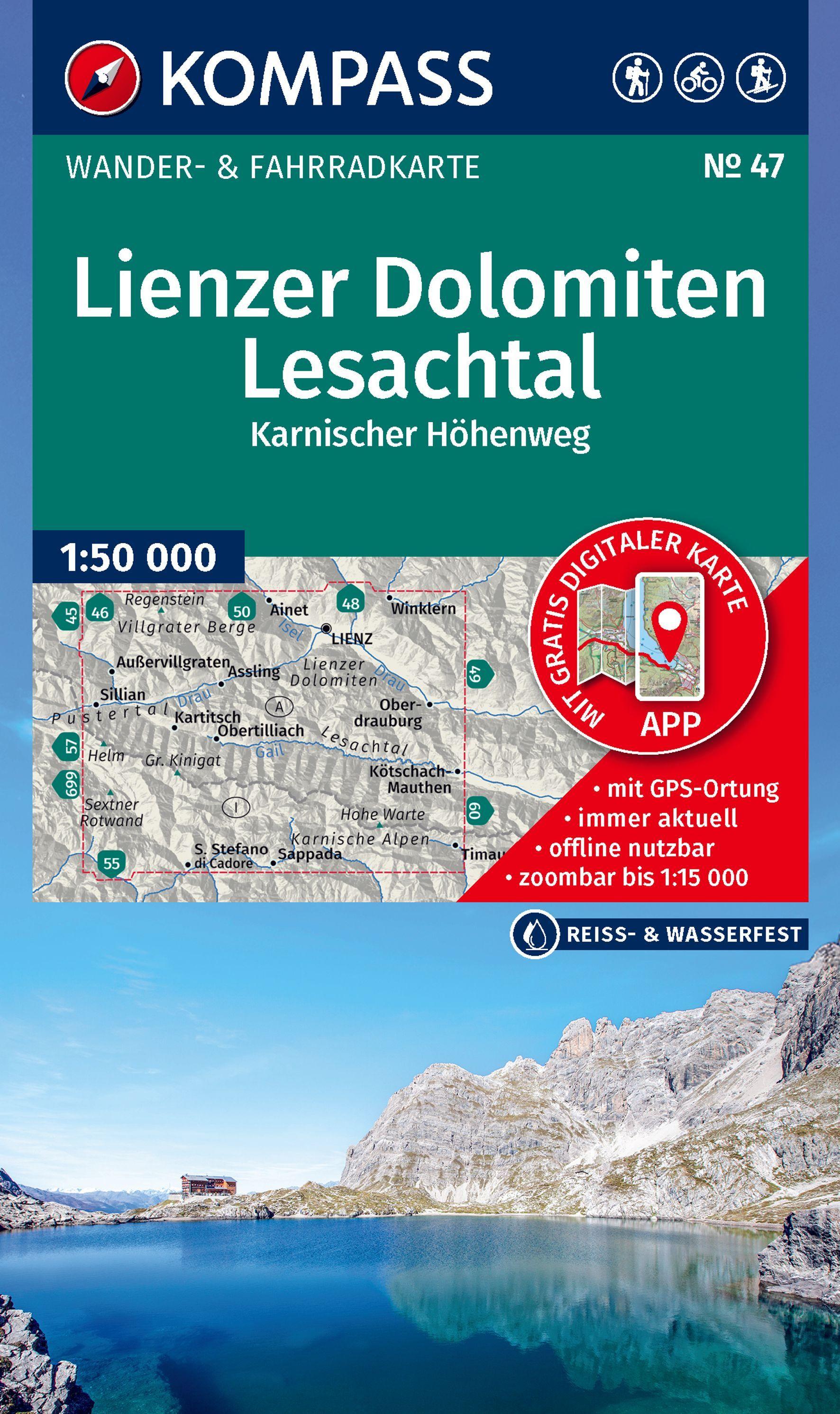 Vorderes Coverbild KOMPASS Wanderkarte 47 Lienzer Dolomiten, Lesachtal, Karnischer Höhenweg 1:50.000
