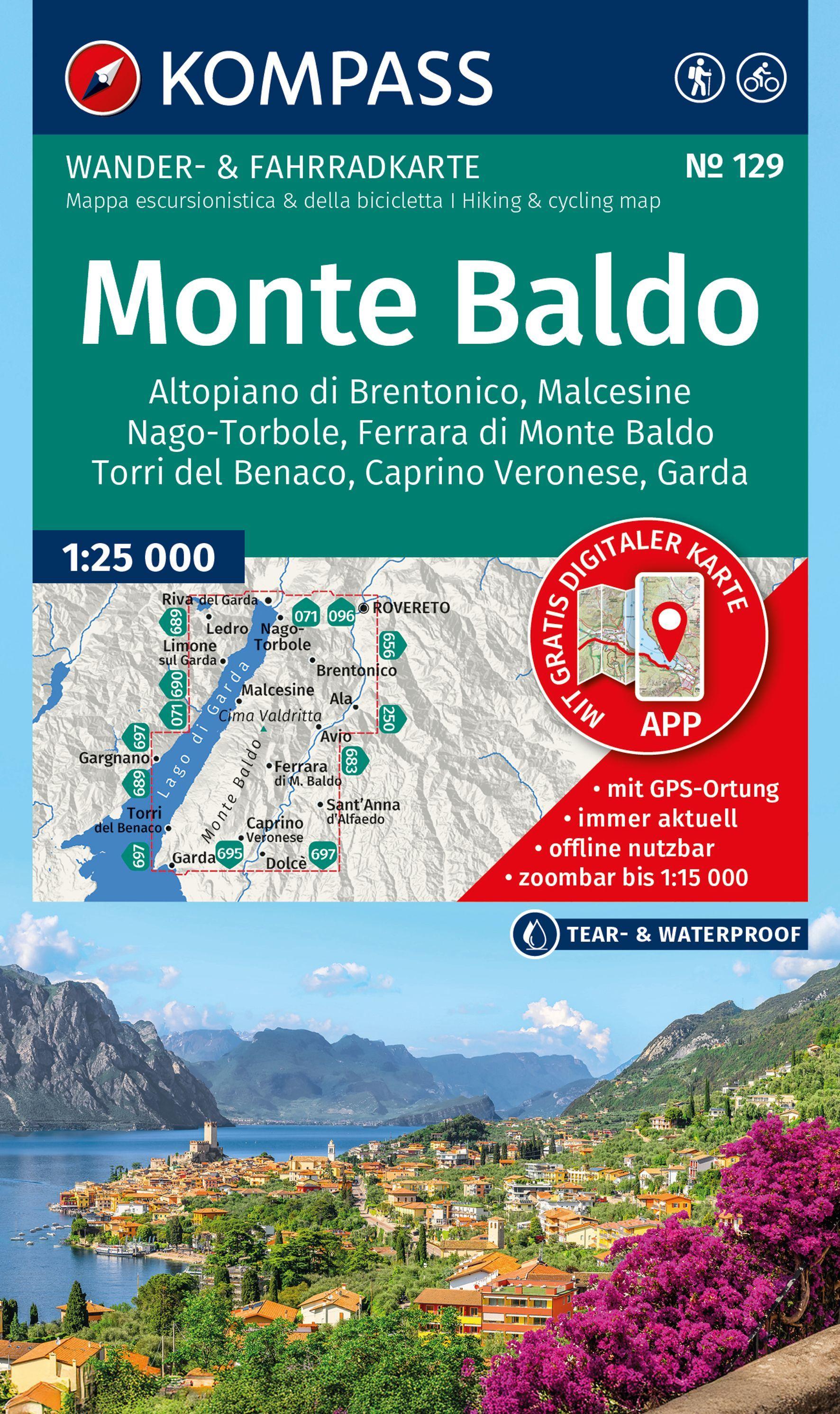 Vorderes Coverbild KOMPASS Wanderkarte 129 Monte Baldo, Malcesine, Nago-Torbole, Garda 1:25.000