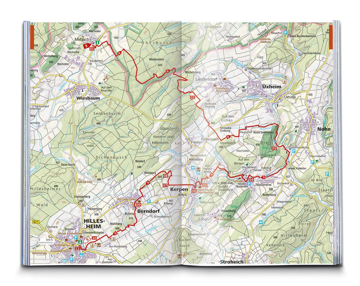 Beispielinhalt (Bild) KOMPASS Wanderführer Eifelsteig, vom Dom zu Aachen zum Dom in Trier, 50 Touren mit Extra-Tourenkarte