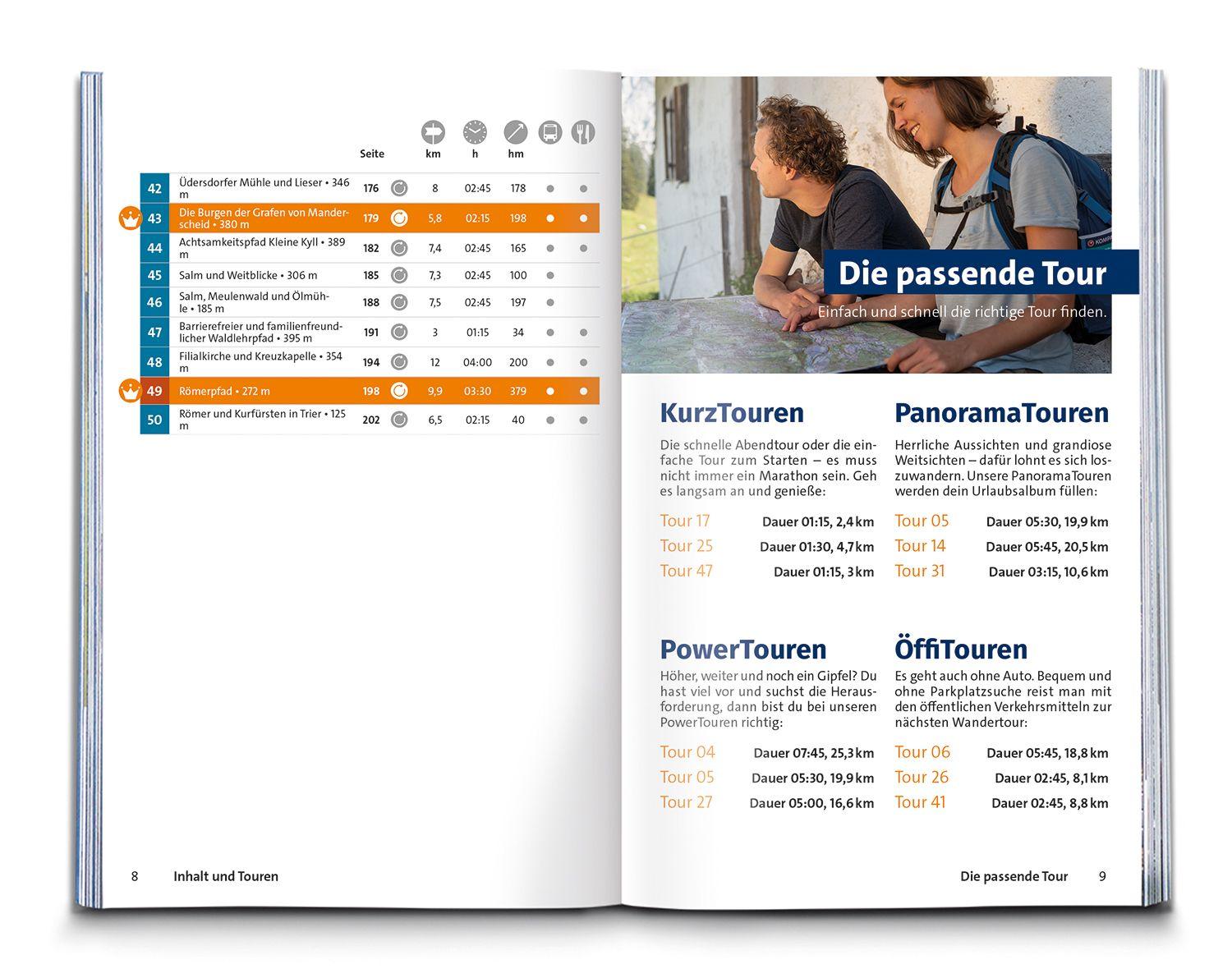 Beispielinhalt (Bild) KOMPASS Wanderführer Eifelsteig, vom Dom zu Aachen zum Dom in Trier, 50 Touren mit Extra-Tourenkarte