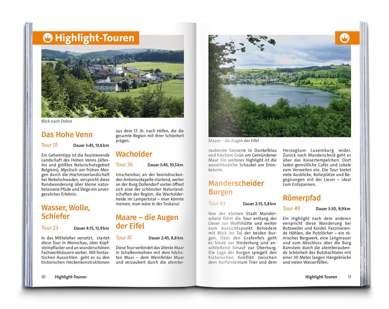 Beispielinhalt (Bild) KOMPASS Wanderführer Eifelsteig, vom Dom zu Aachen zum Dom in Trier, 50 Touren mit Extra-Tourenkarte