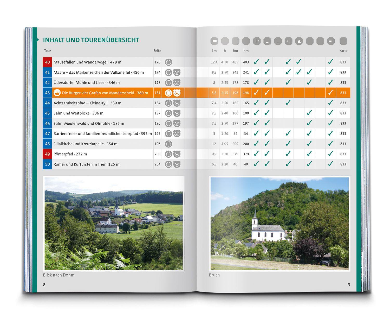 Beispielinhalt (Bild) KOMPASS Wanderführer Eifelsteig, vom Dom zu Aachen zum Dom in Trier, 50 Touren mit Extra-Tourenkarte