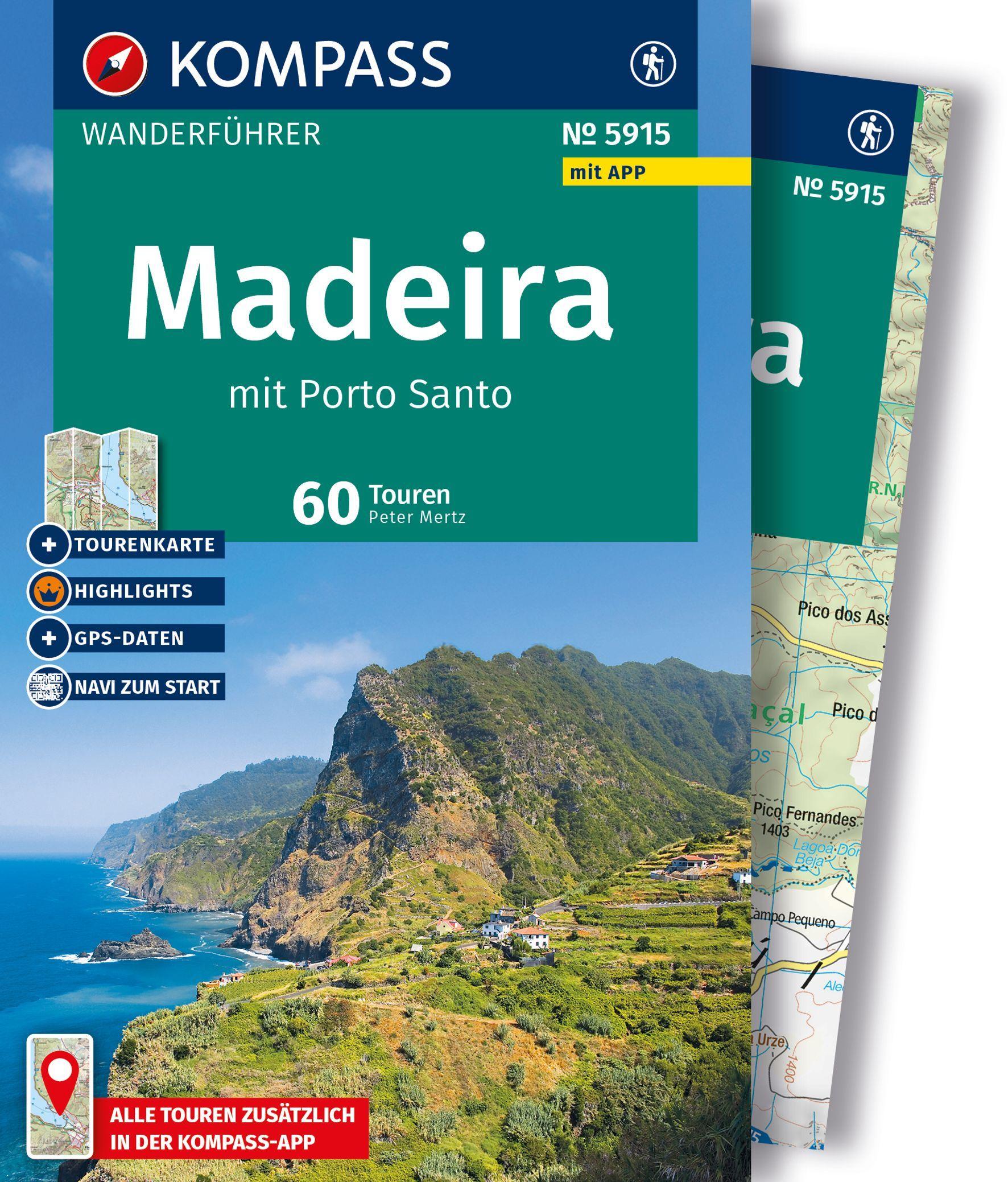 Vorderes Coverbild KOMPASS Wanderführer Madeira mit Porto Santo, 60 Touren mit Extra-Tourenkarte