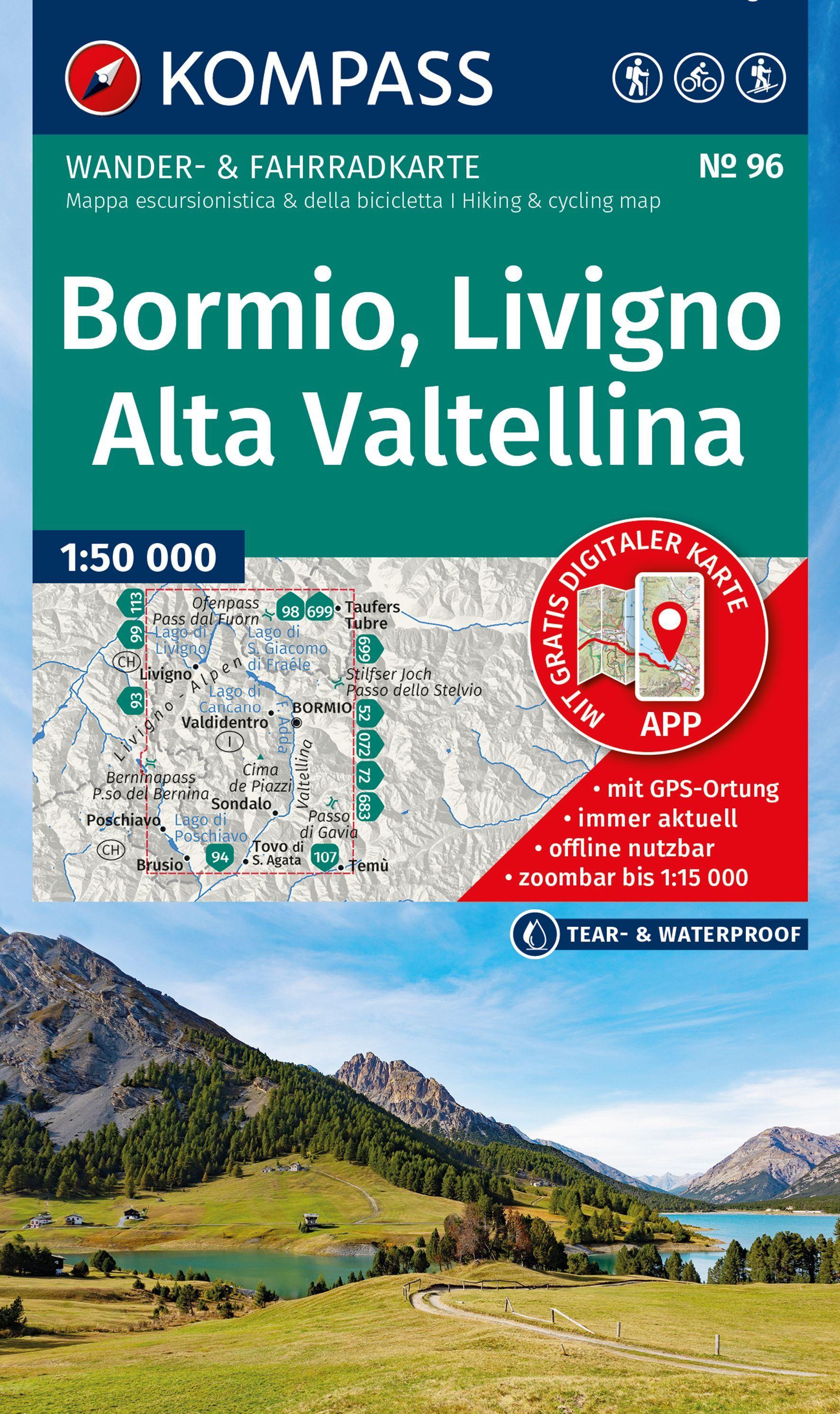 Vorderes Coverbild KOMPASS Wanderkarte 96 Bormio, Livigno, Alta Valtellina 1:50.000