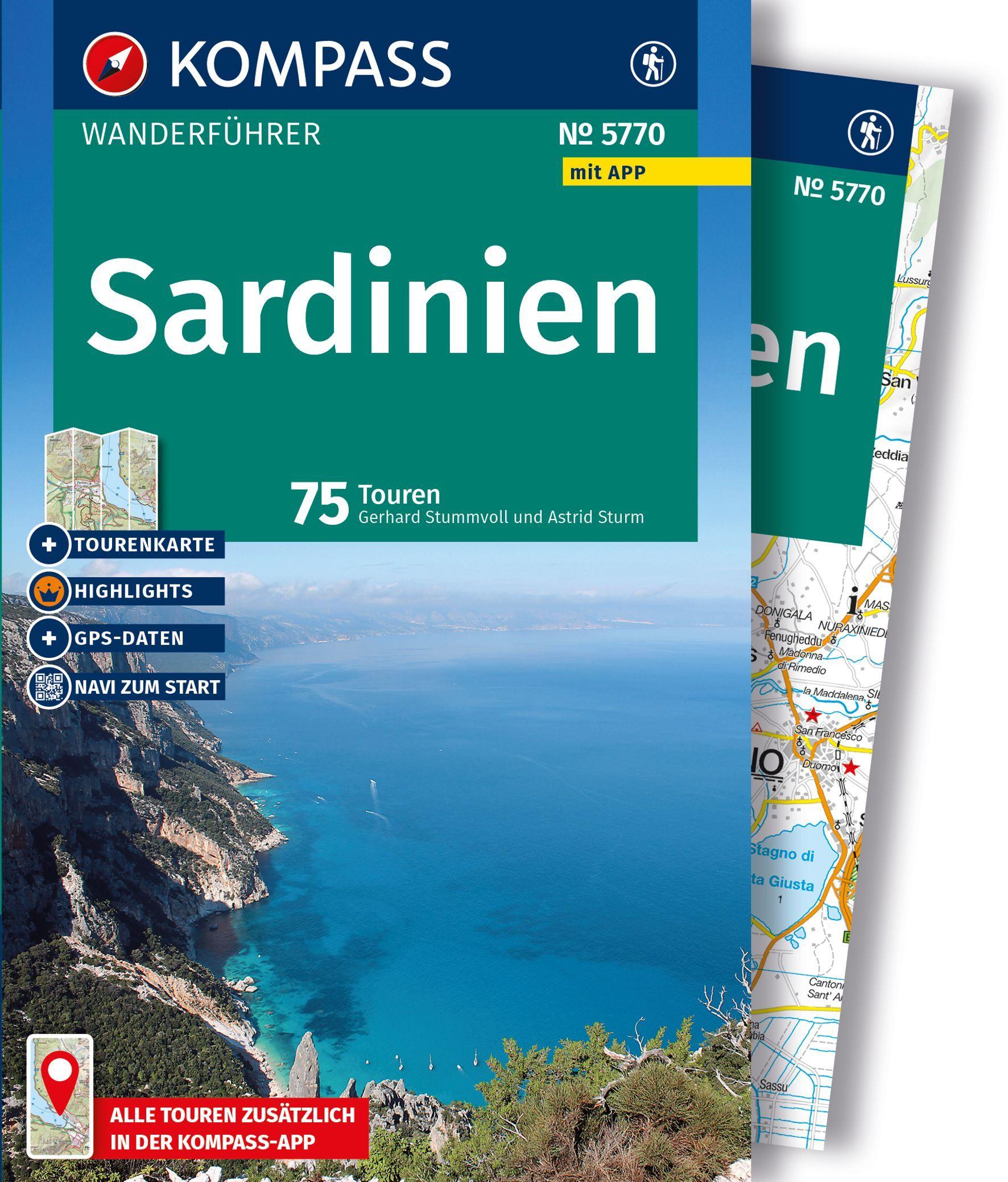 Vorderes Coverbild KOMPASS Wanderführer Sardinien, 75 Touren mit Extra-Tourenkarte
