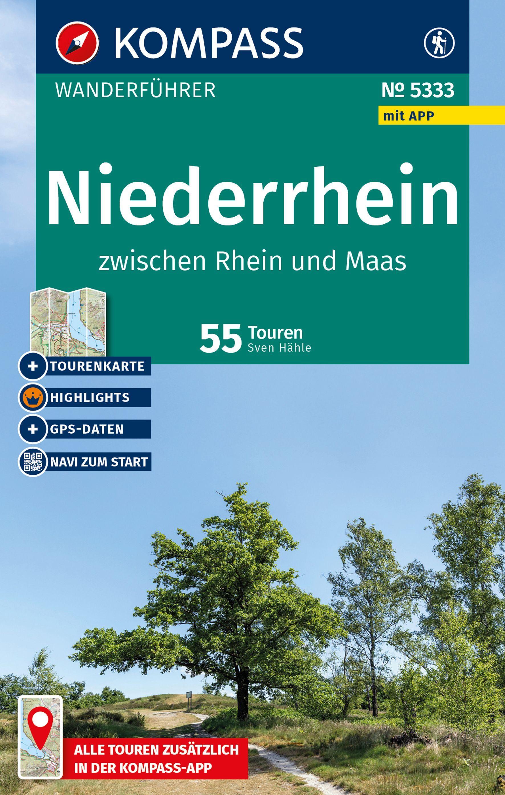 Vorderes Coverbild KOMPASS Wanderführer Niederrhein, zwischen Rhein und Maas, 55 Touren mit Extra-Tourenkarte