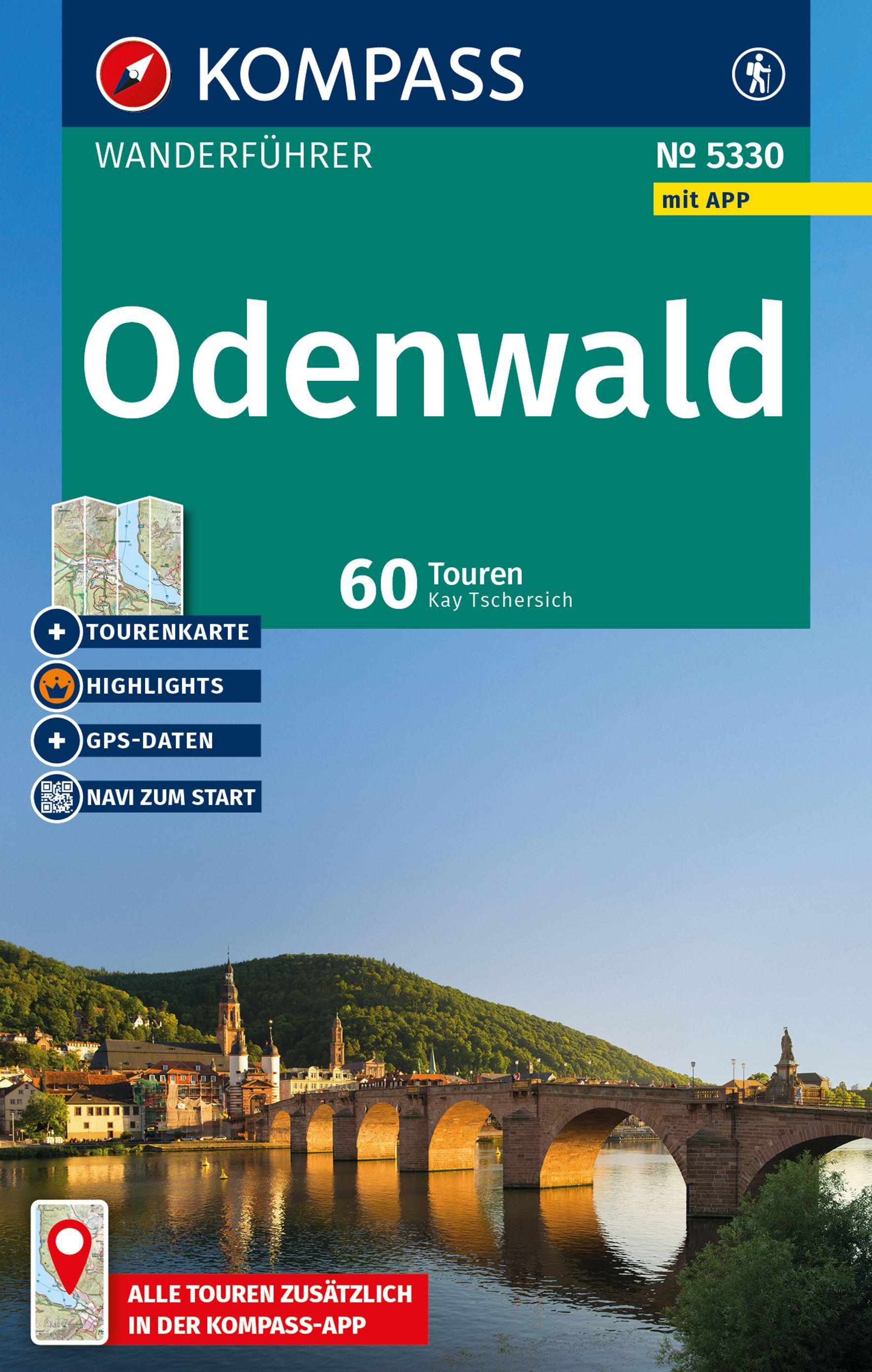 Vorderes Coverbild KOMPASS Wanderführer Odenwald, Bergstraße, Neckartal, Heidelberg, 60 Touren mit Extra-Tourenkarte